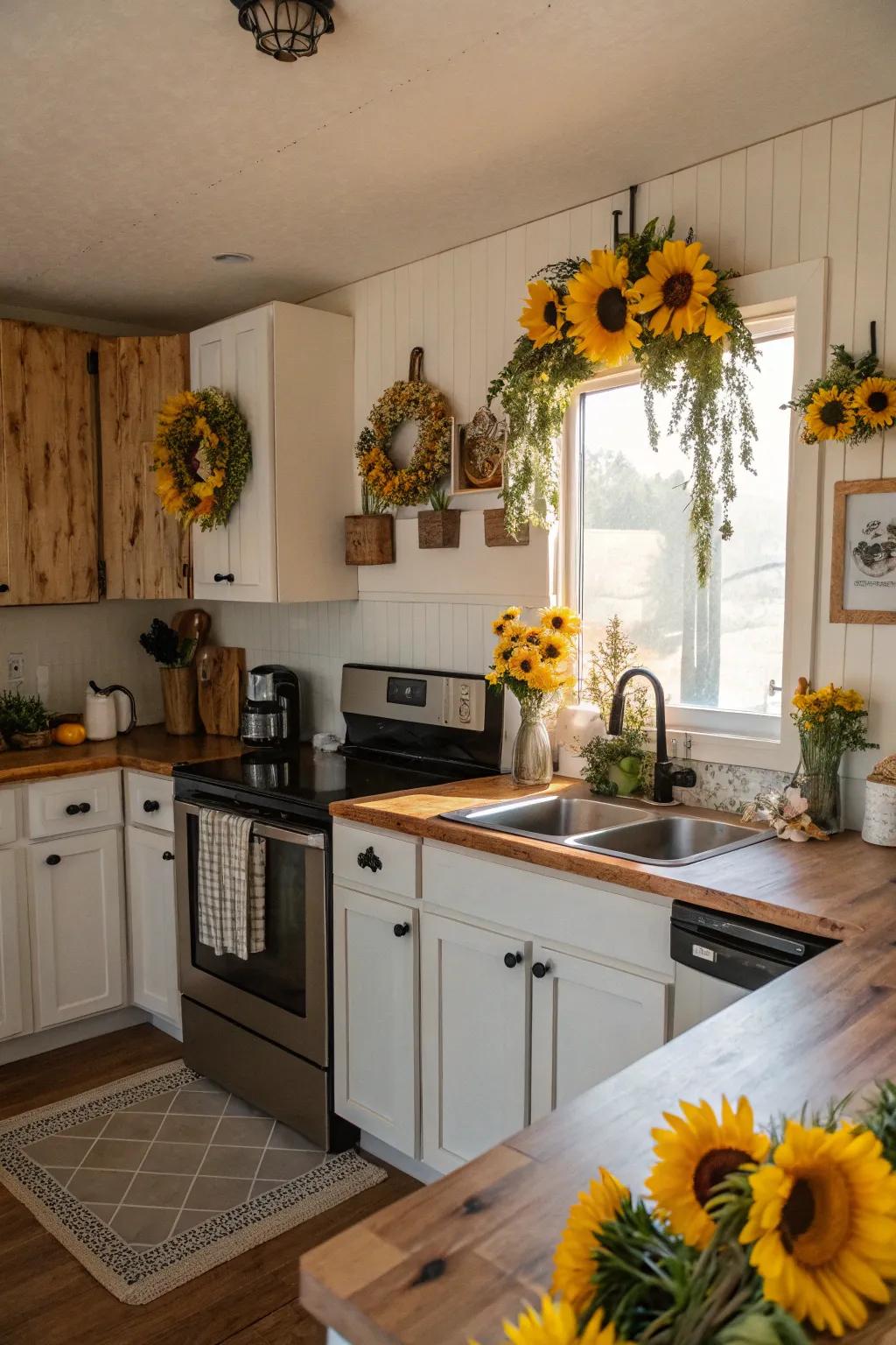 Subtle sunflower accents offer a gentle nod to the theme.