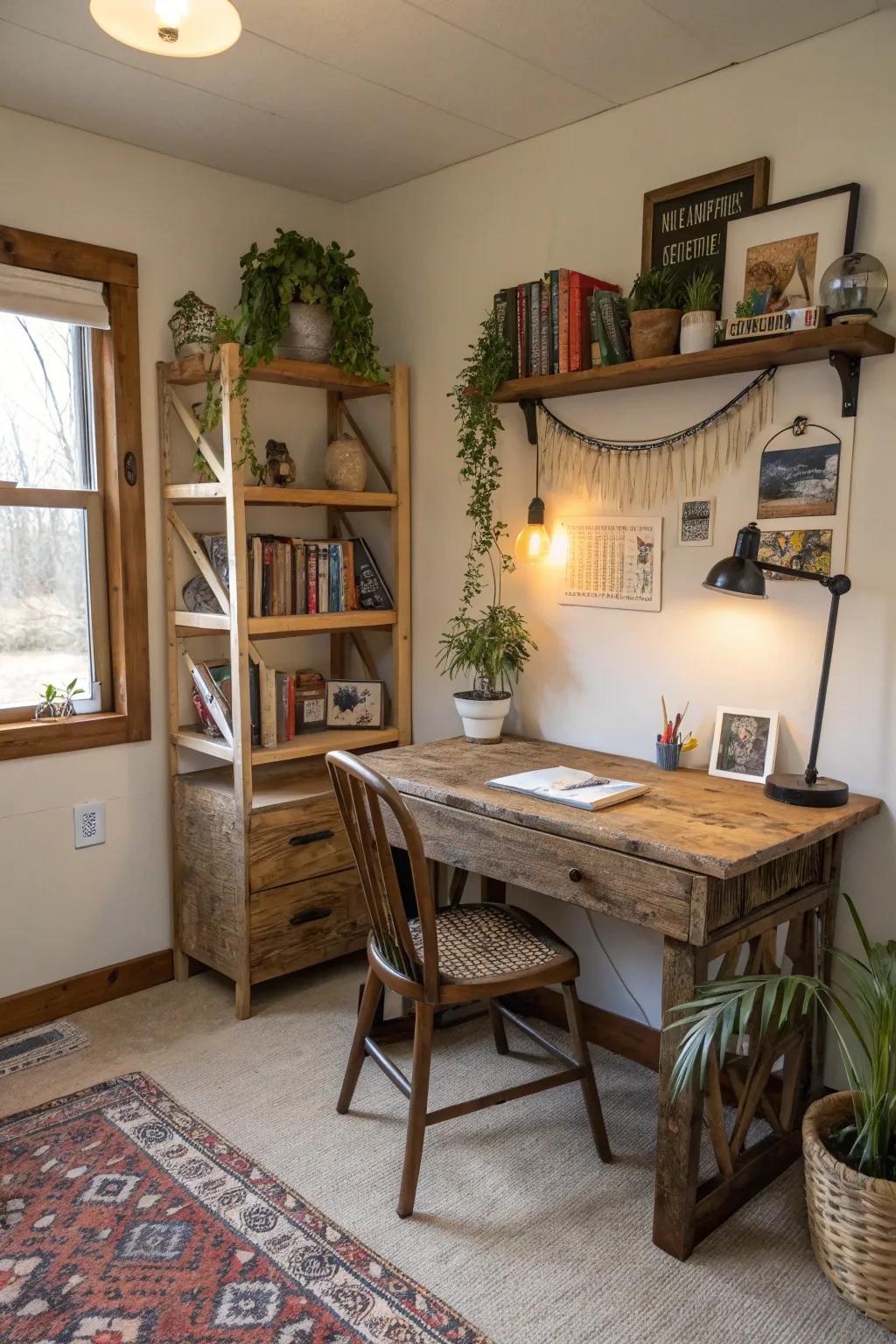 Using existing furniture creatively can result in amazing, affordable office spaces.