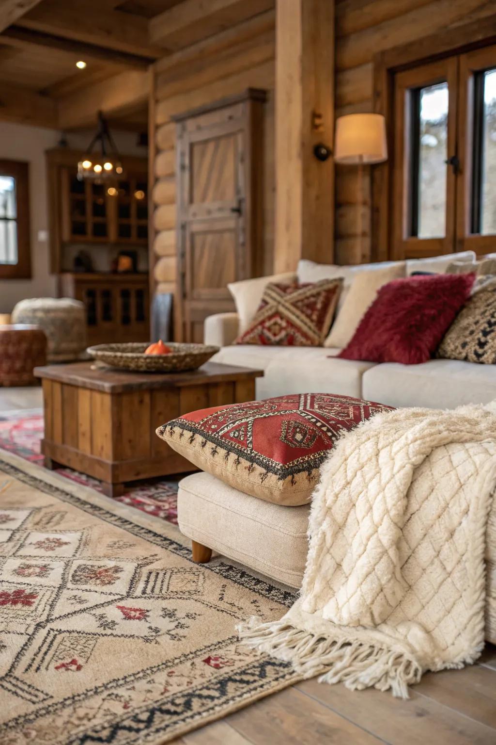 A blend of textures contributes profundity to this traditional family room.