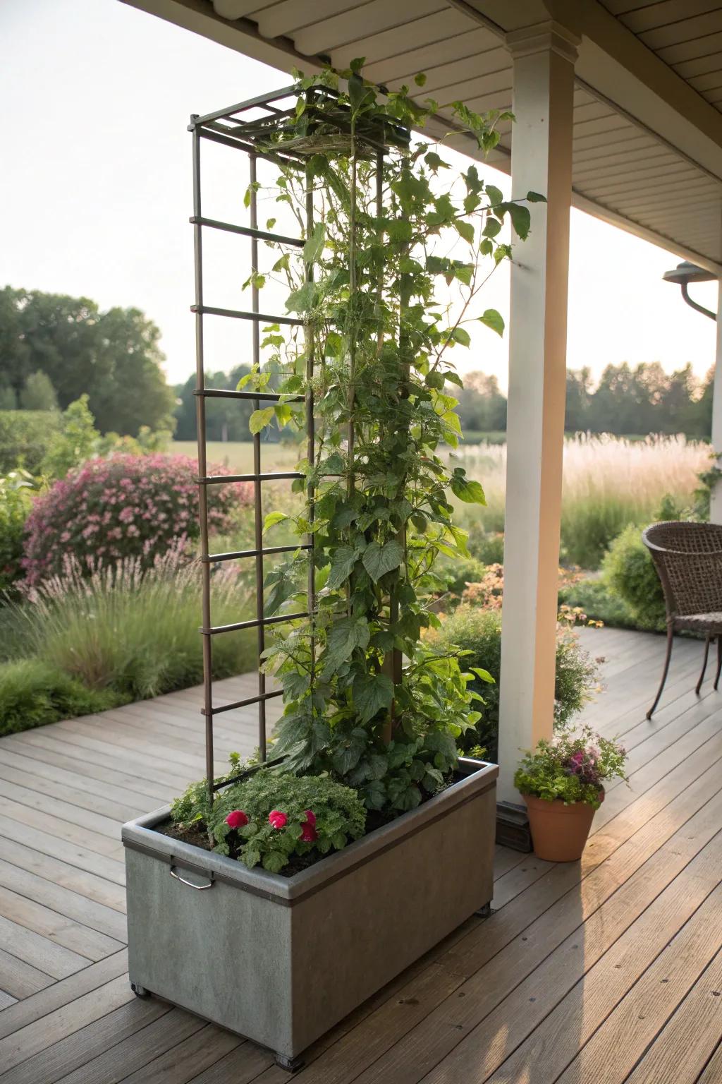 Embrace versatile gardening using a container trellis.