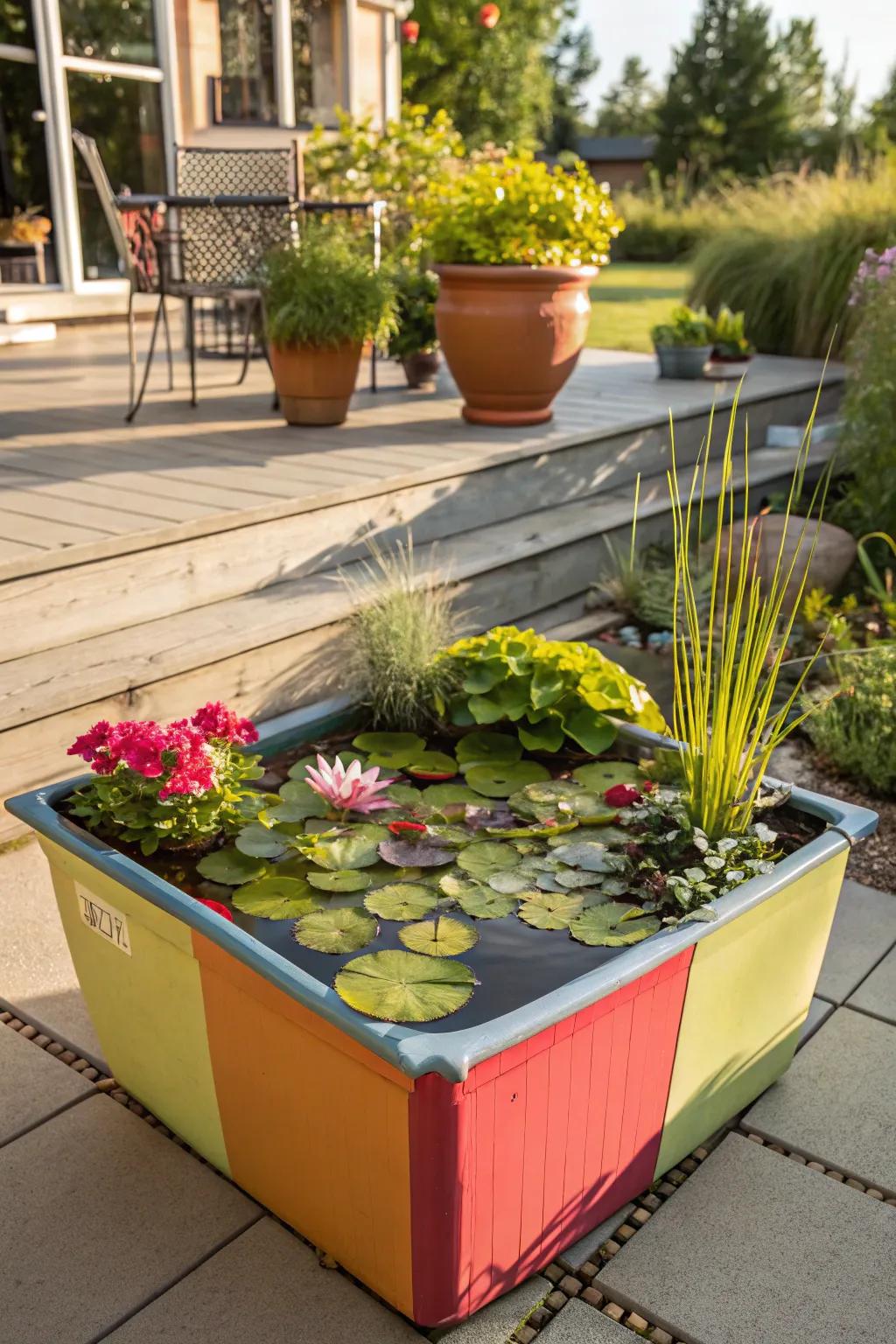Boxed aquatic gardens deliver a segment of nature to any area.