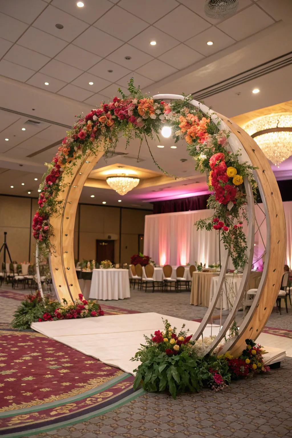 A circular arch makes a bold and symbolic statement indoors.