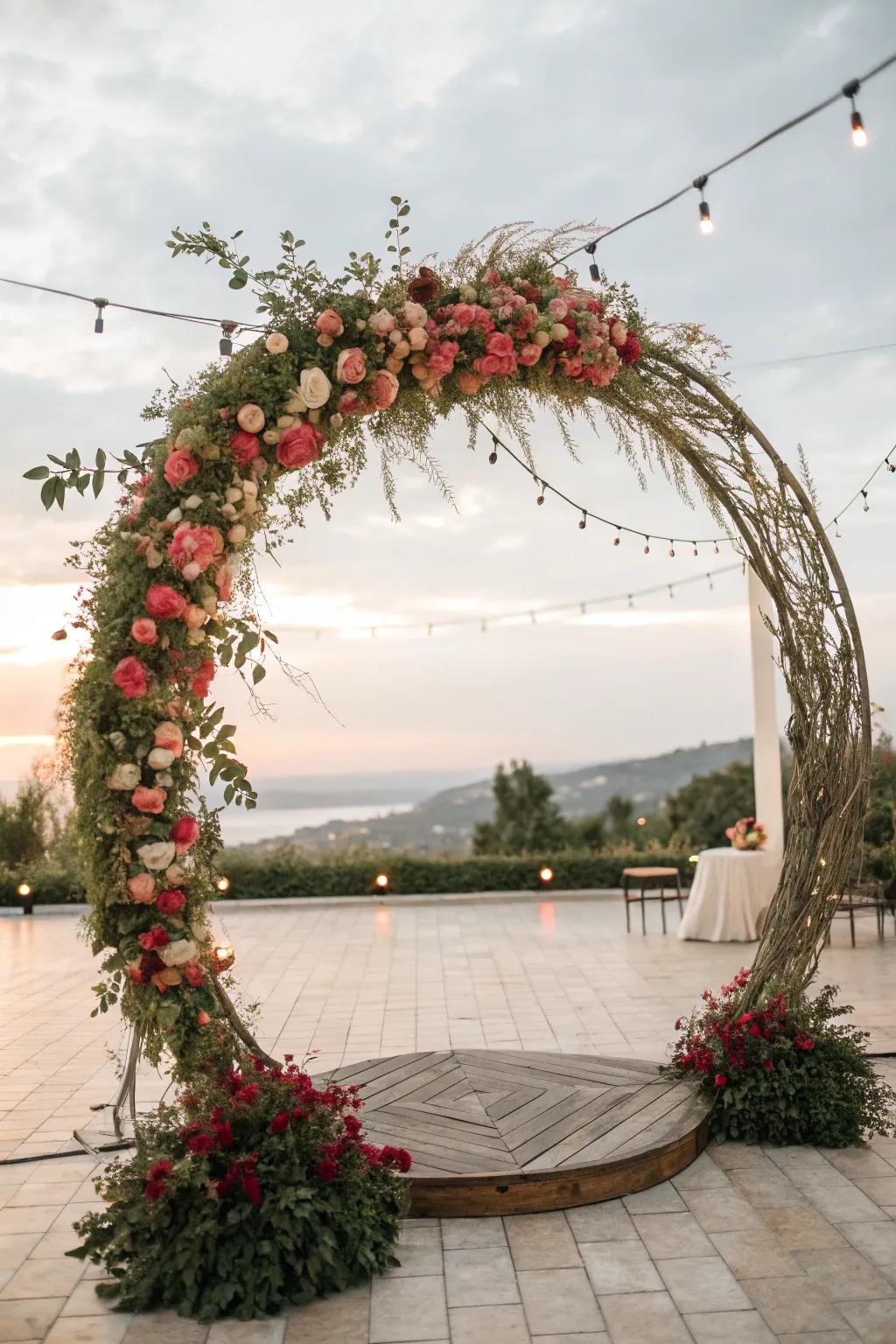 A circular arch that beautifully represents infinity and togetherness.