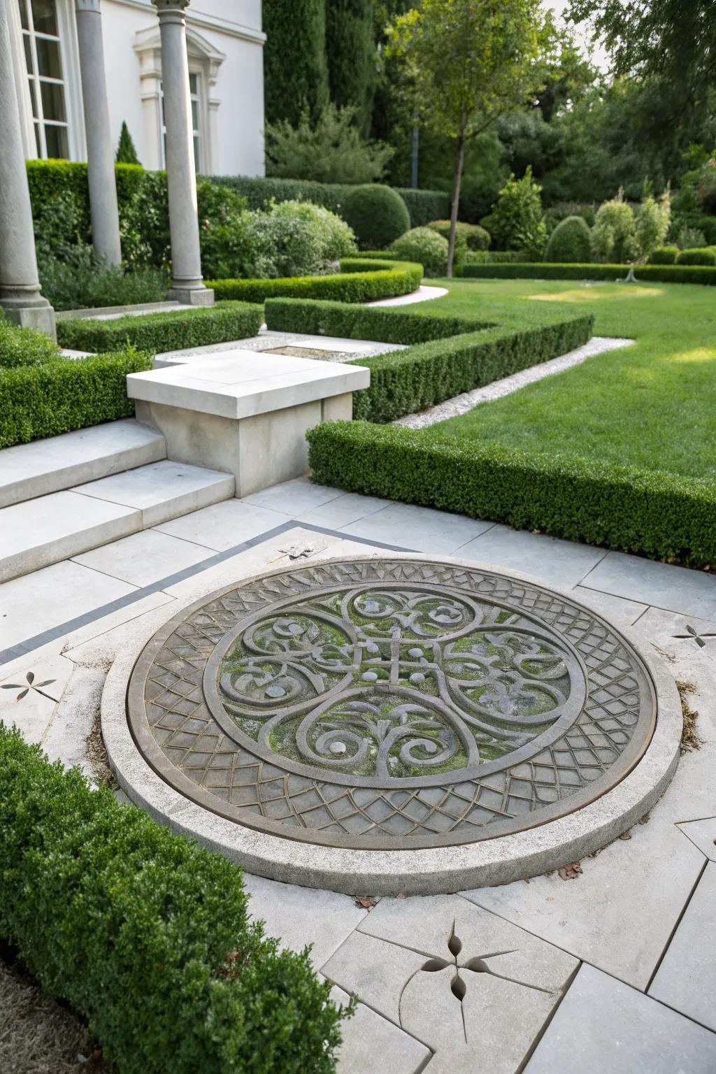 Contemporary design meets durability with this beautiful concrete well cover.
