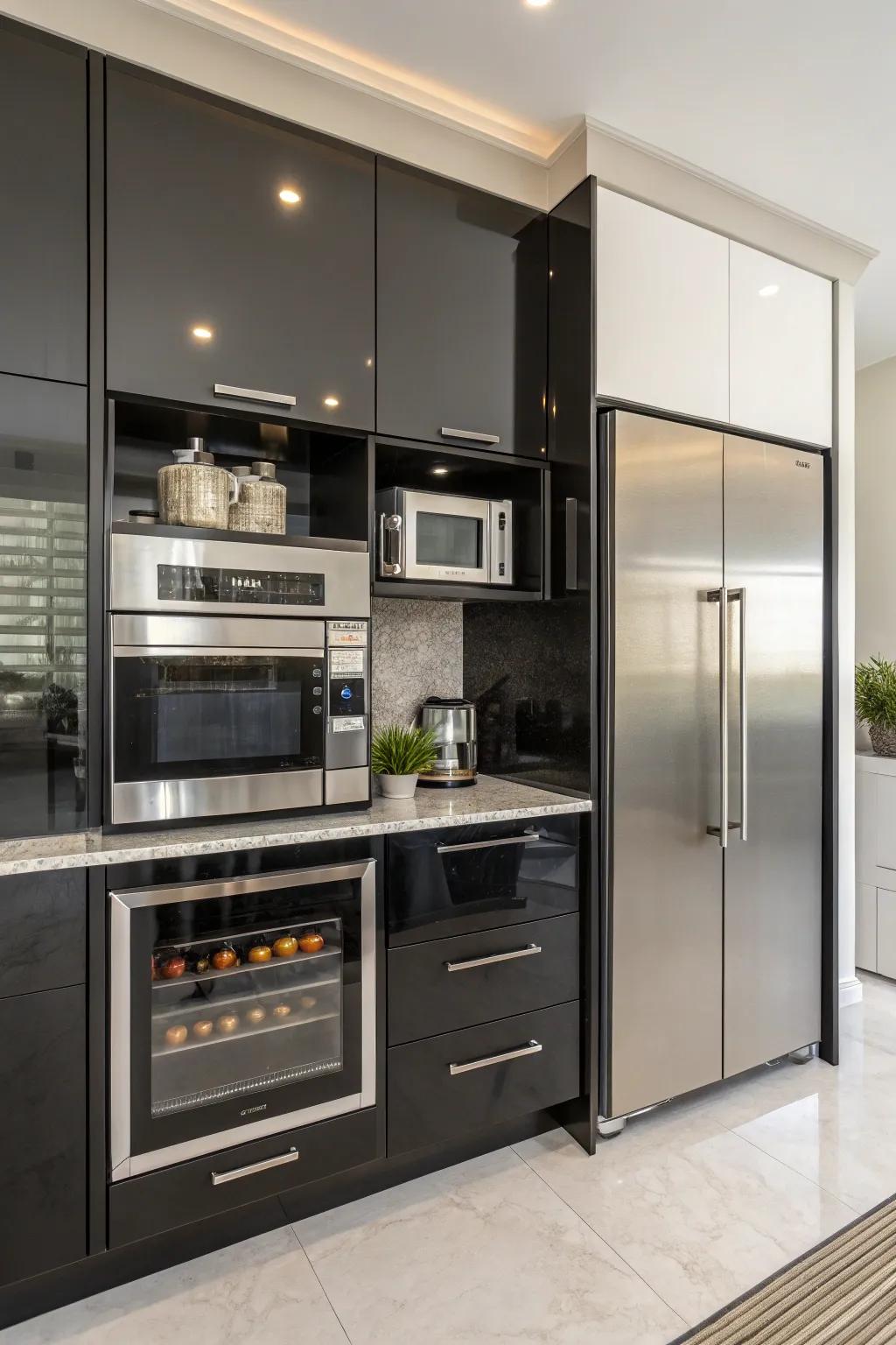 Tuck your speed oven behind cabinet doors for a minimalist, tidy look.