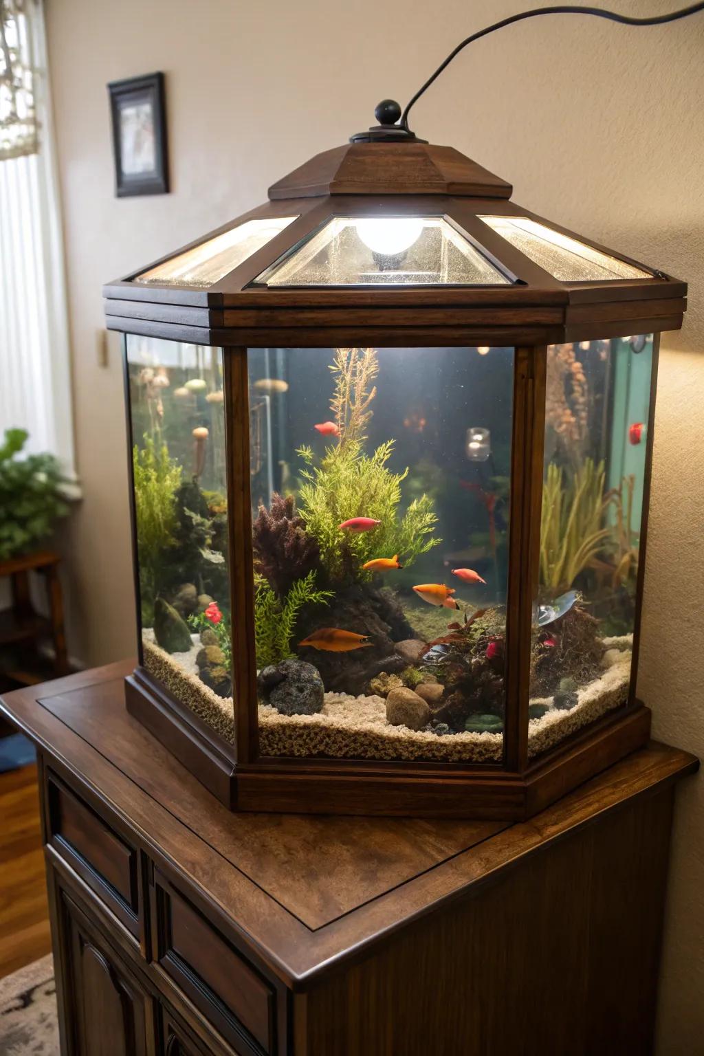Personalize your tank using a DIY aquarium top.