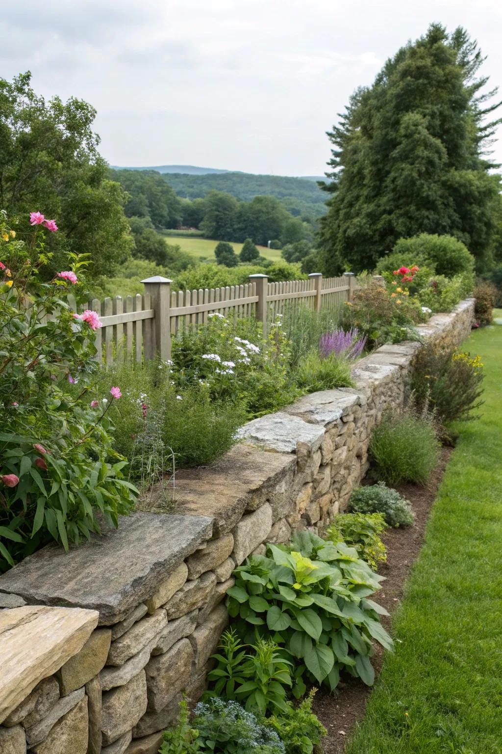 Add timeless appeal with a rustic stone wall.