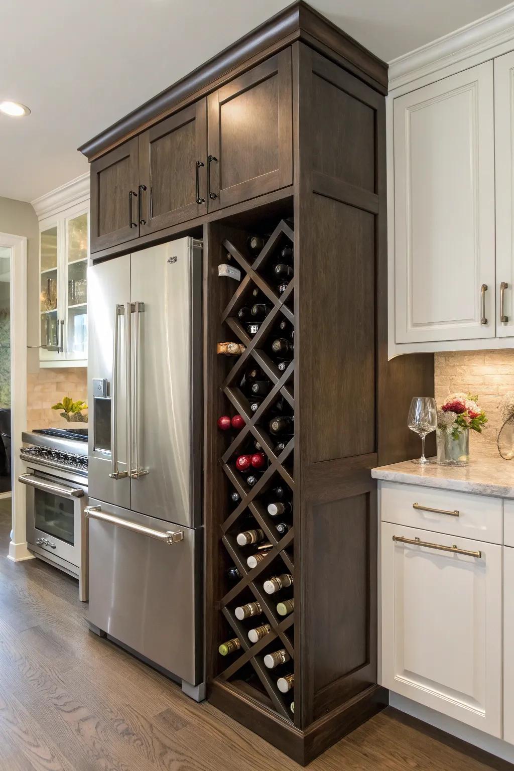 A built-in wine rack adds both use and elegance.