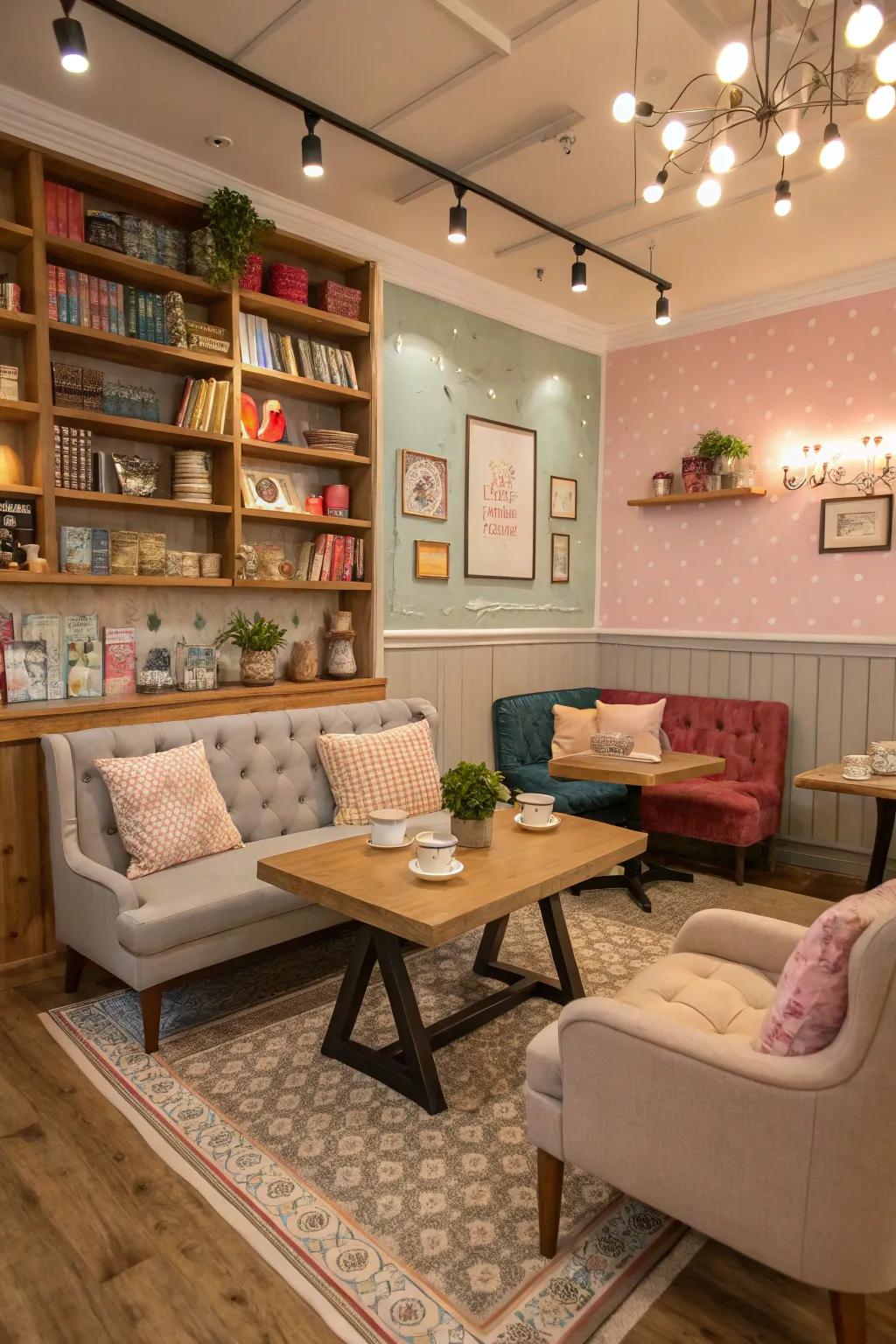 A chic café alcove is fitting for coffee intermissions.