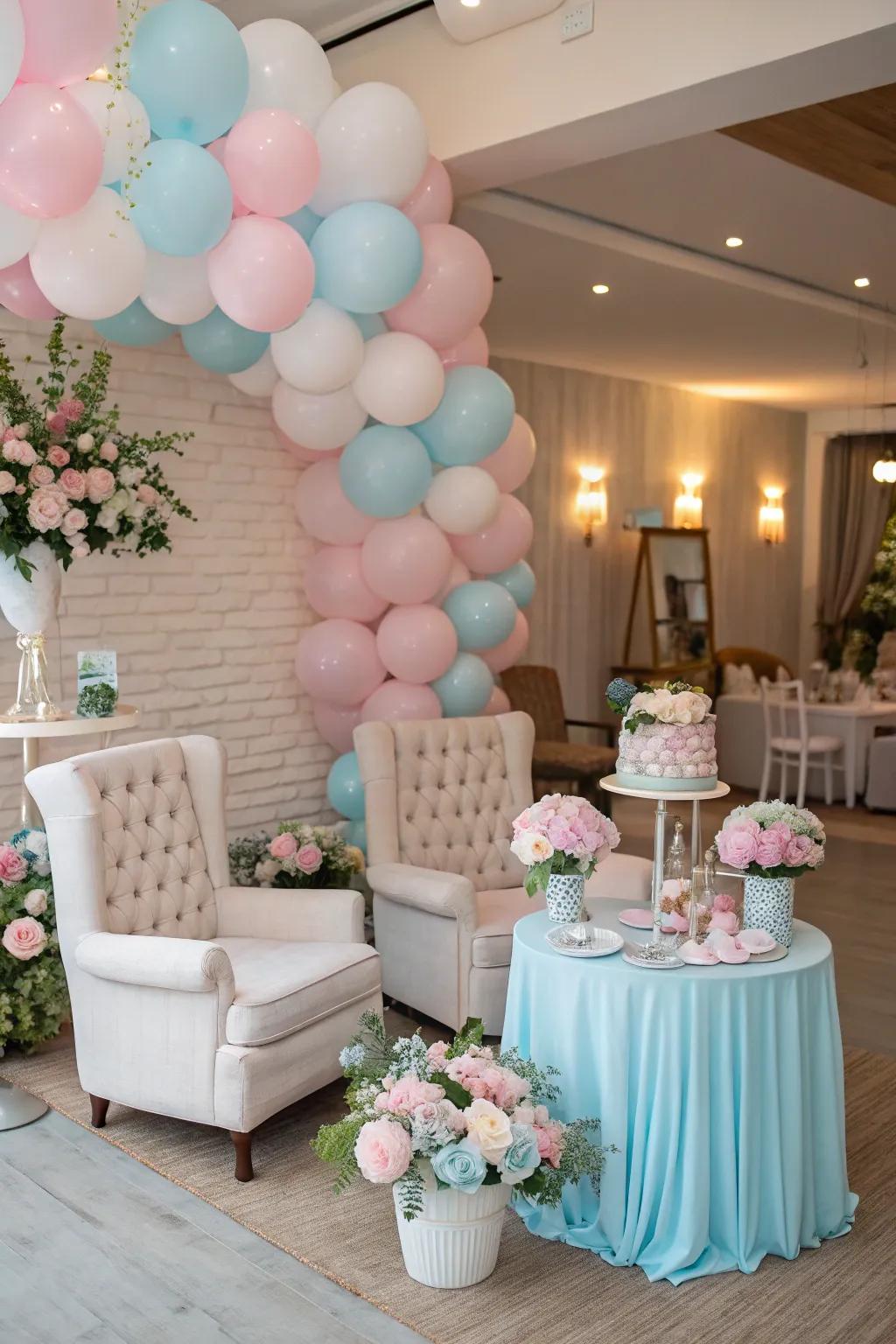 A versatile pastel color scheme for the seating.