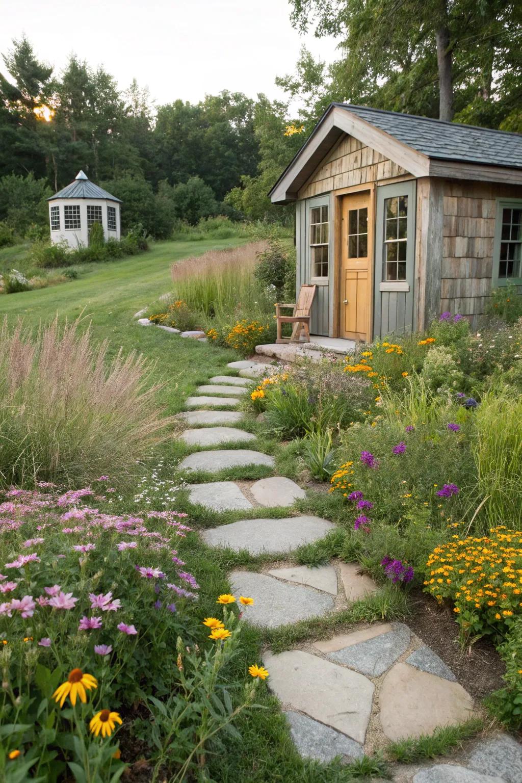 A secret pathway adds mystery and charm.