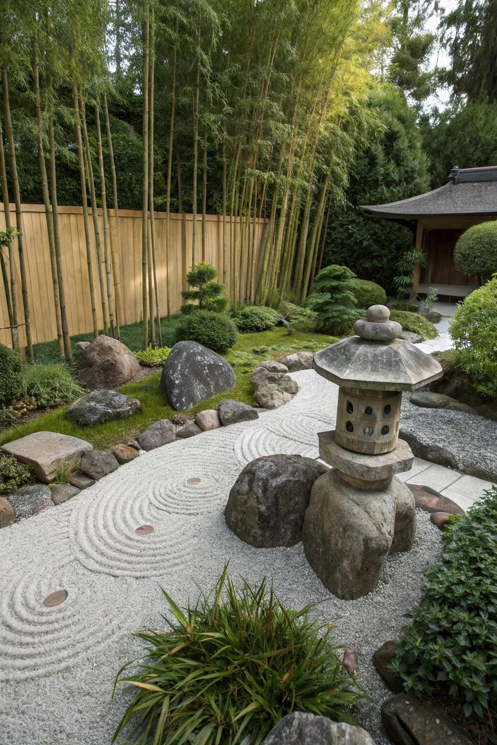 A Zen garden provides a peaceful getaway.