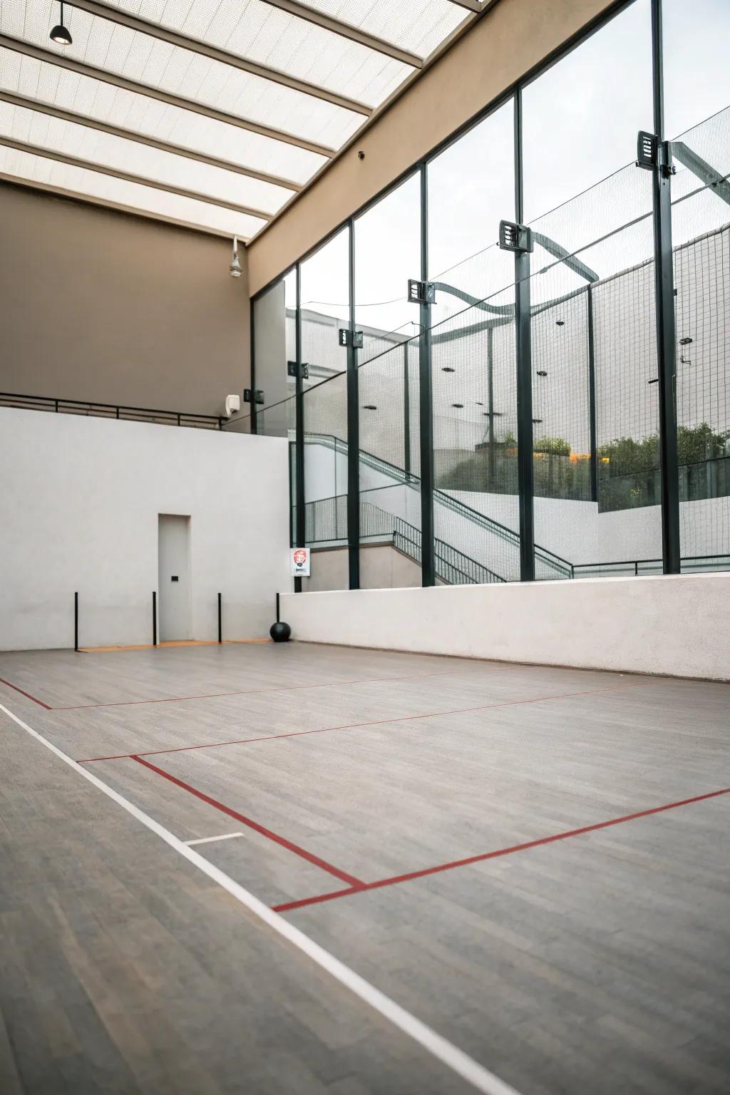 Embrace elegant modernity with a minimal sport court design.