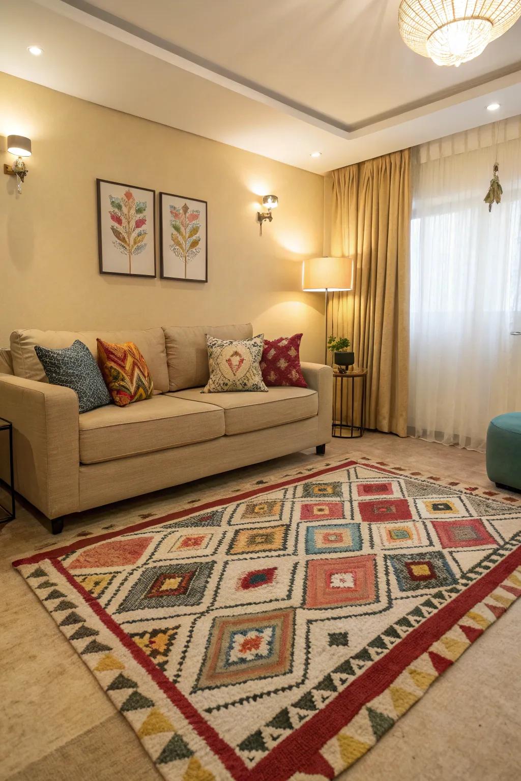 Geometric patterns impart a modern flair.