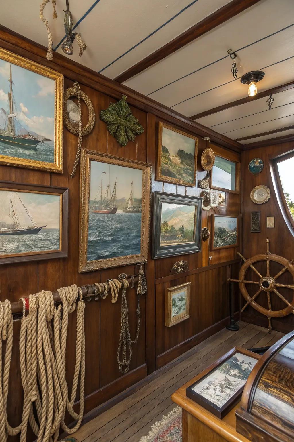 Maritime decor adds personality and charm to the boat interior.
