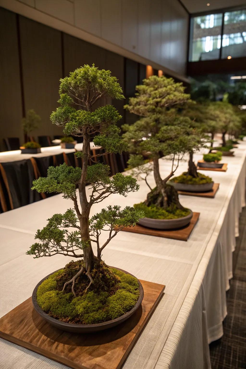 Bonsai forest creating a lush and vibrant tabletop landscape