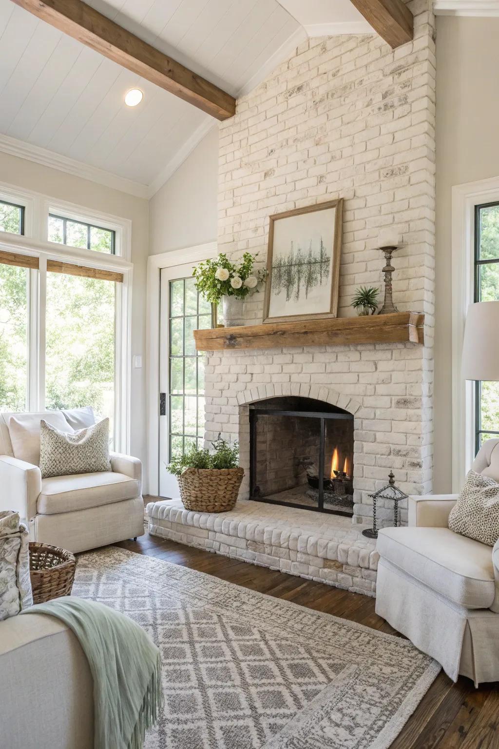 Light and neutral tones create a calm and airy ambiance around your fireplace.