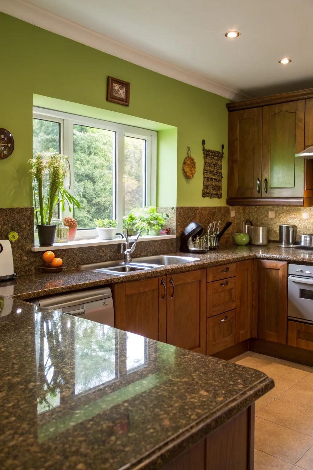 Pasture green introduces a fresh, lively vibe to the kitchen.