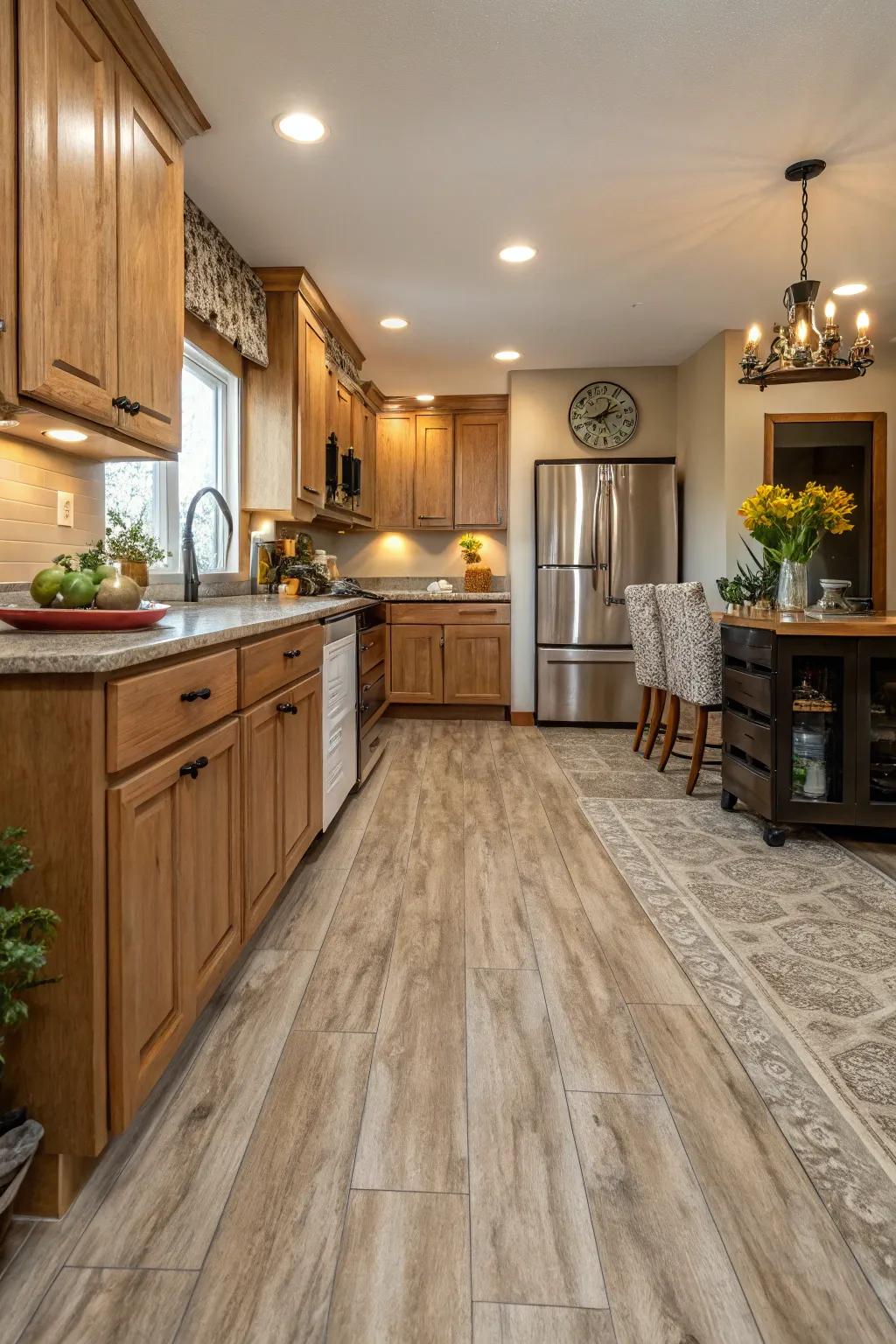 Vinyl flooring is both affordable and stylish.