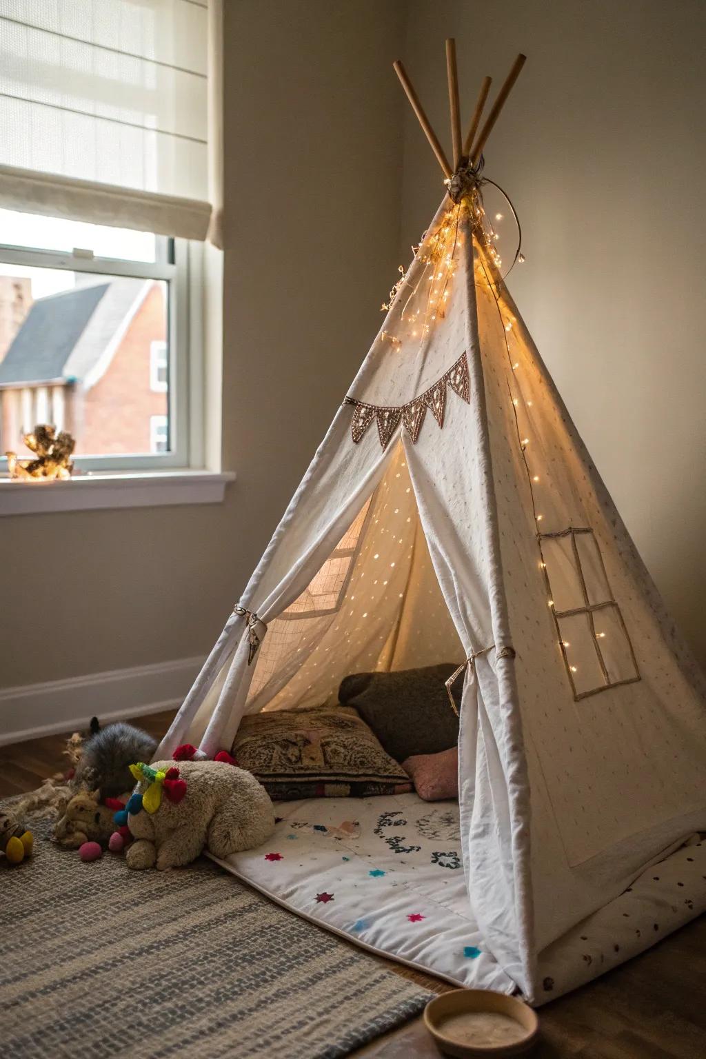 A cozy cat teepee tent offering a snug hideaway.