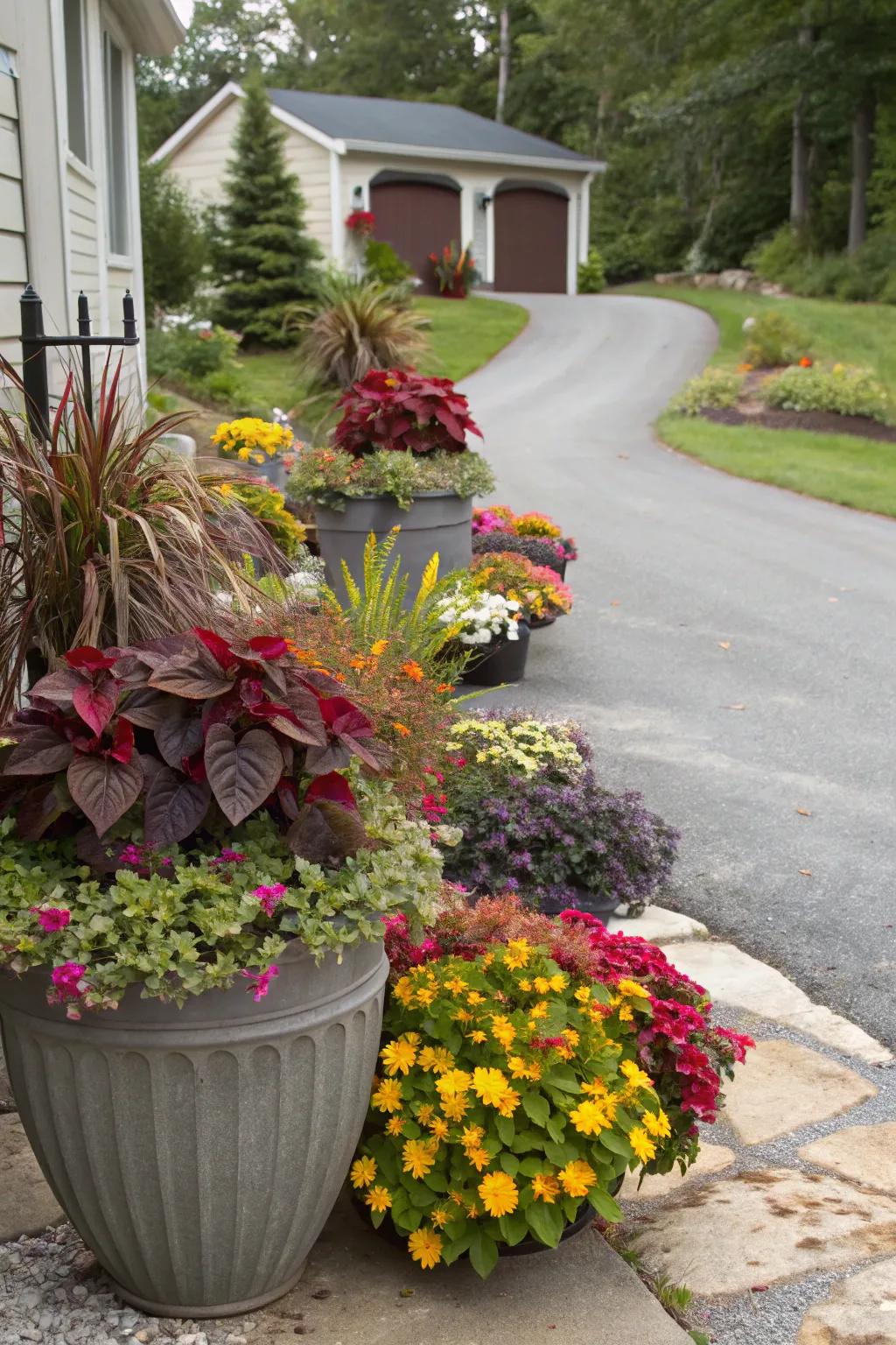 A mini garden brings color and life to your driveway.