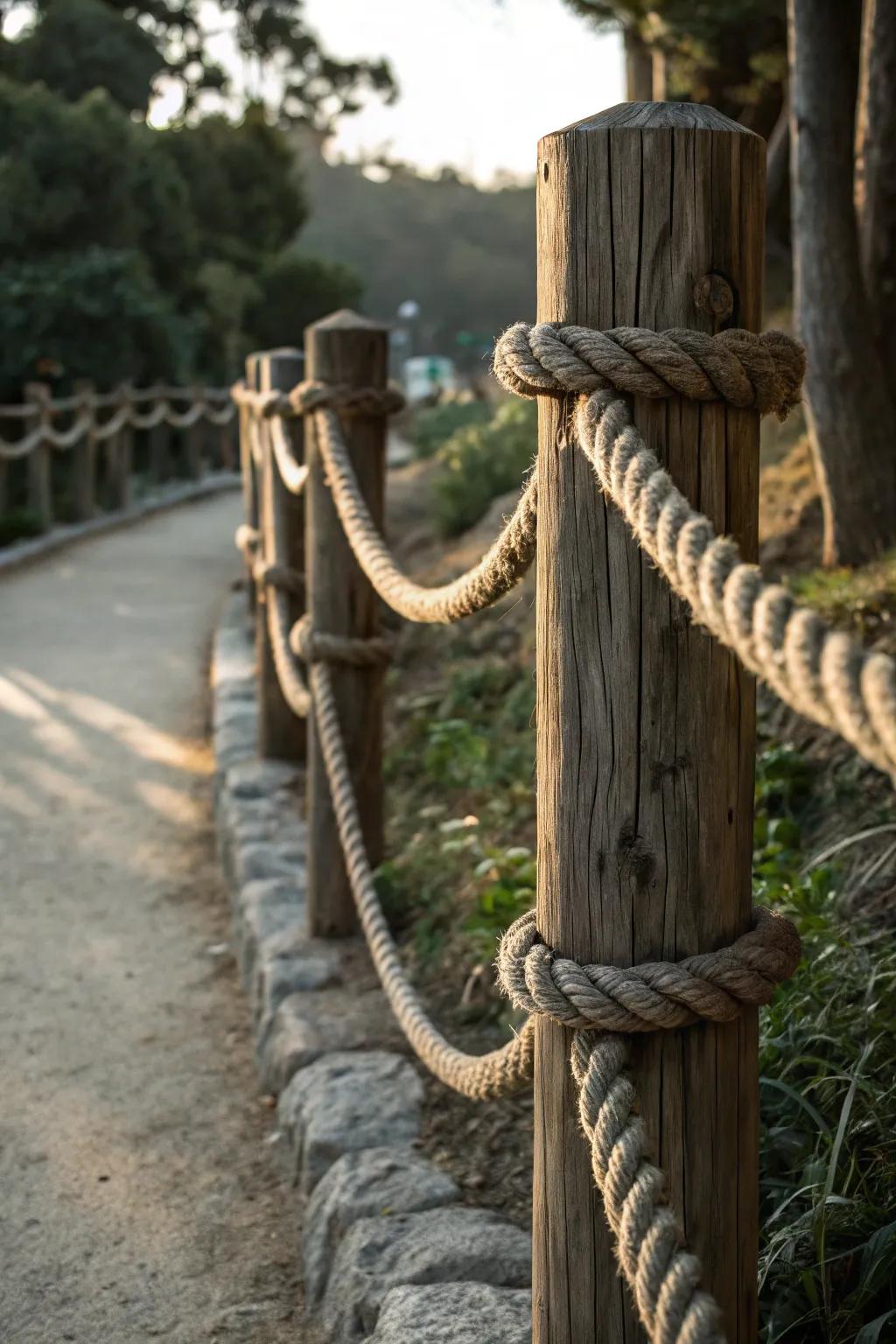 Elevate your space with a touch of nautical charm using rope and post fencing.