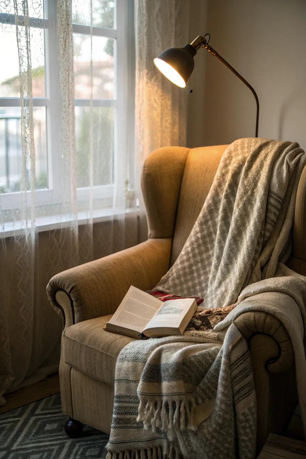 Find peace in a cozy corner.