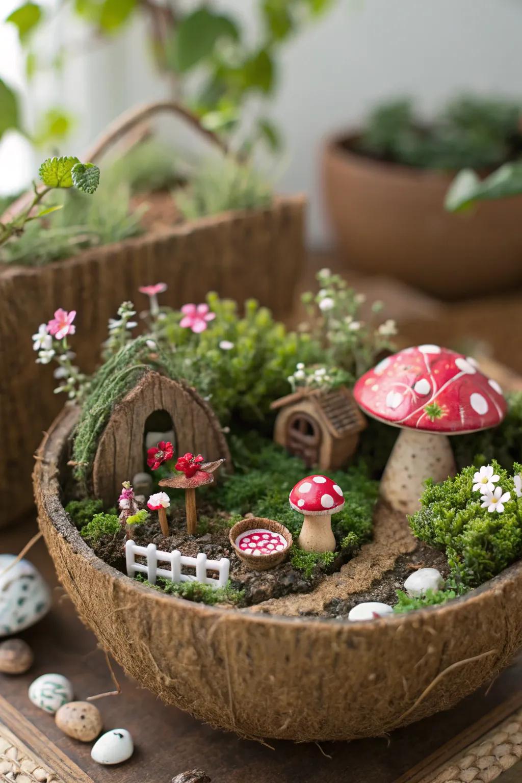 A magical fairy garden adds enchantment to any space.