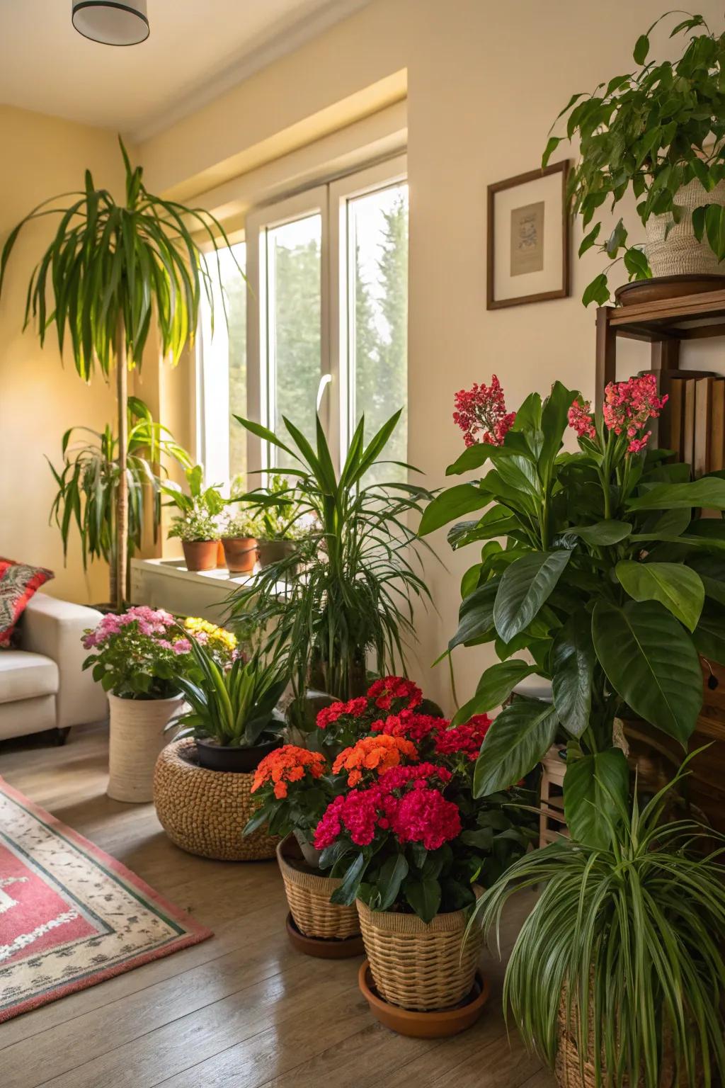 Indoor plants add a touch of nature to your living room.