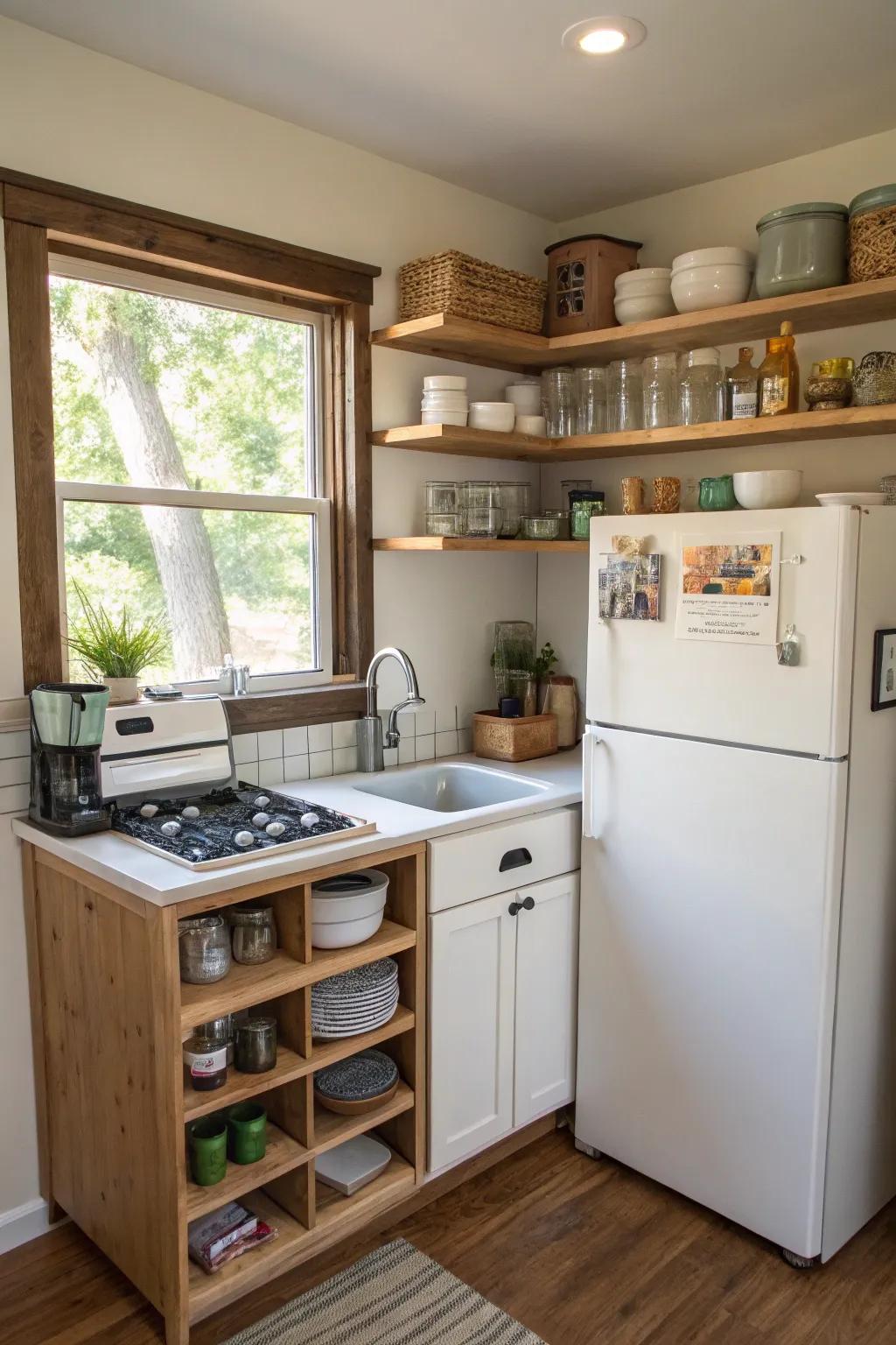 Creative corner shelving solutions optimize every inch of your kitchen.