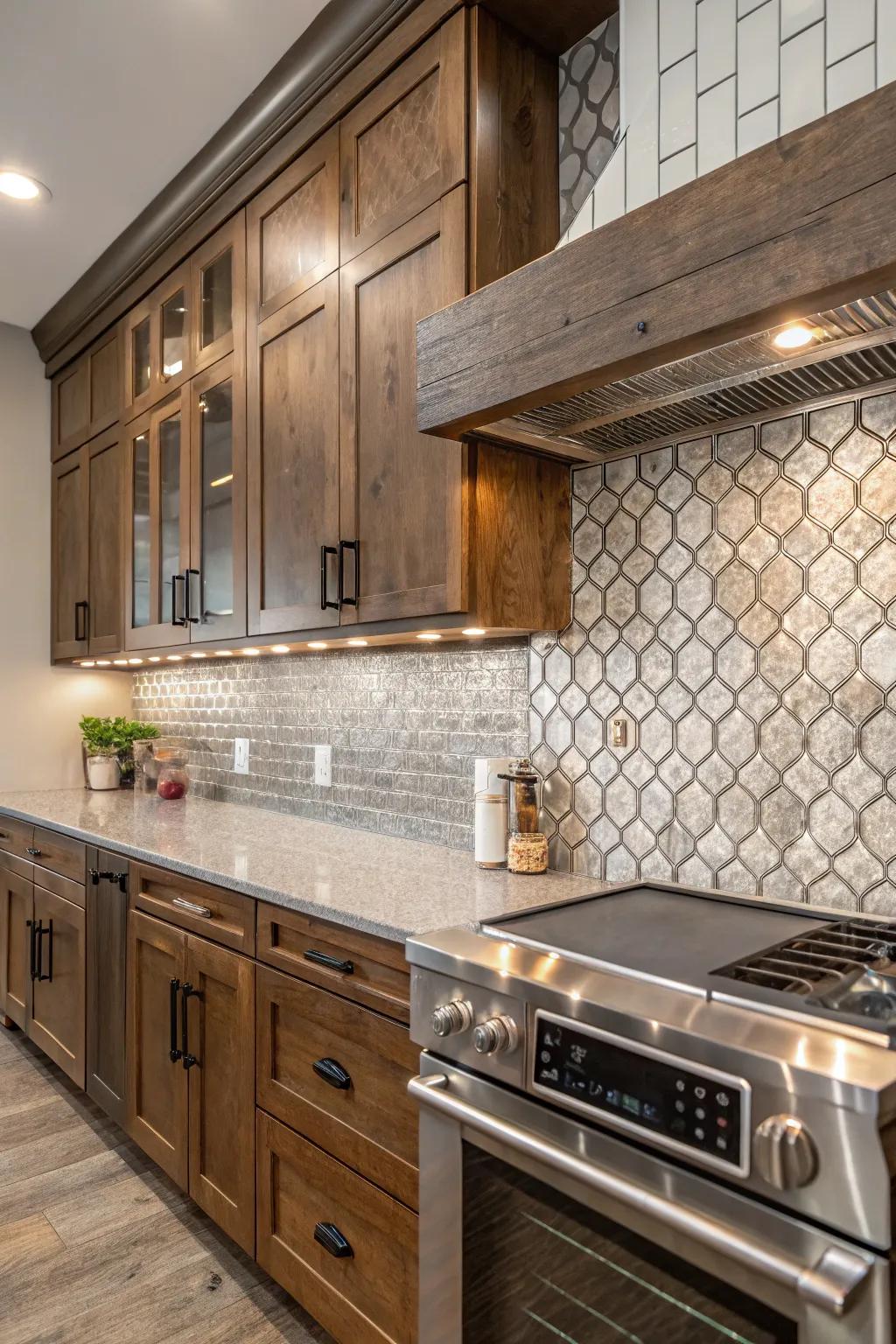 A mix of materials adds charm and character to kitchen aesthetics.