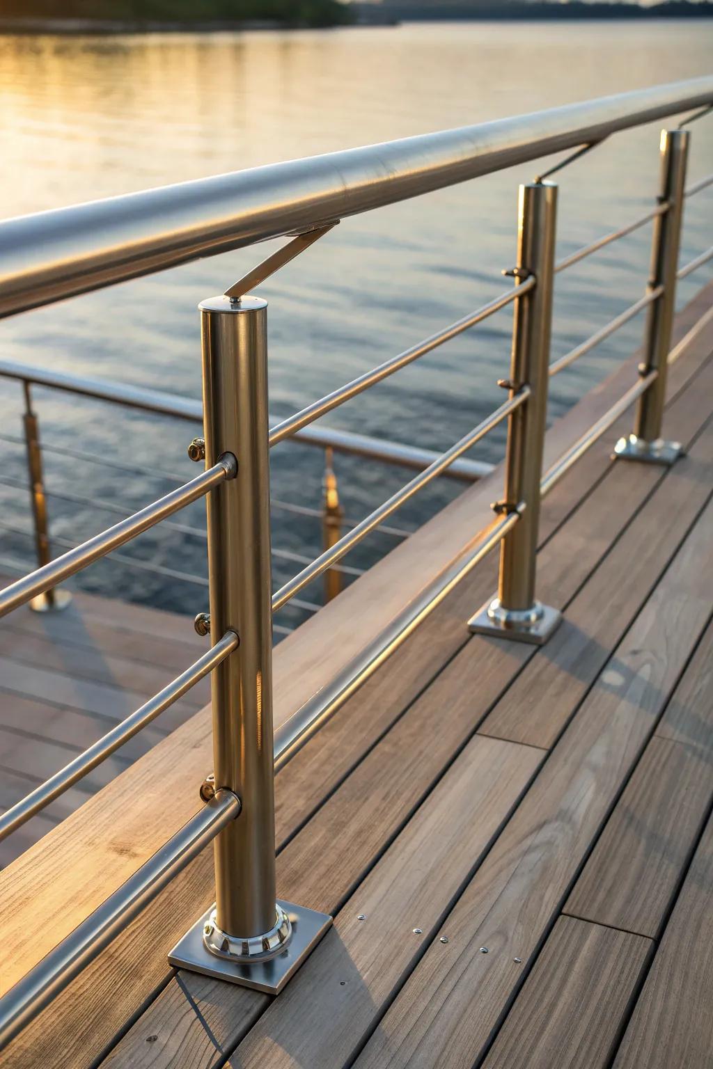 Elevate your deck with sleek metal accents for a modern touch.