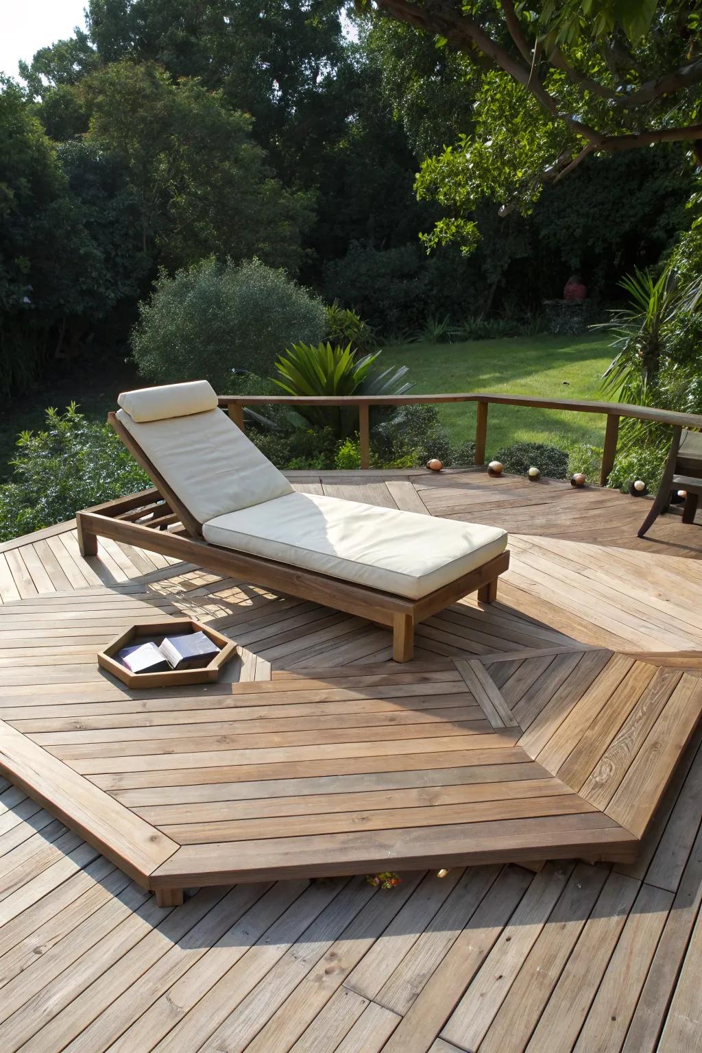 Craft Your Perfect Sunbathing Escape on a Masterfully Designed Octagonal Deck.
