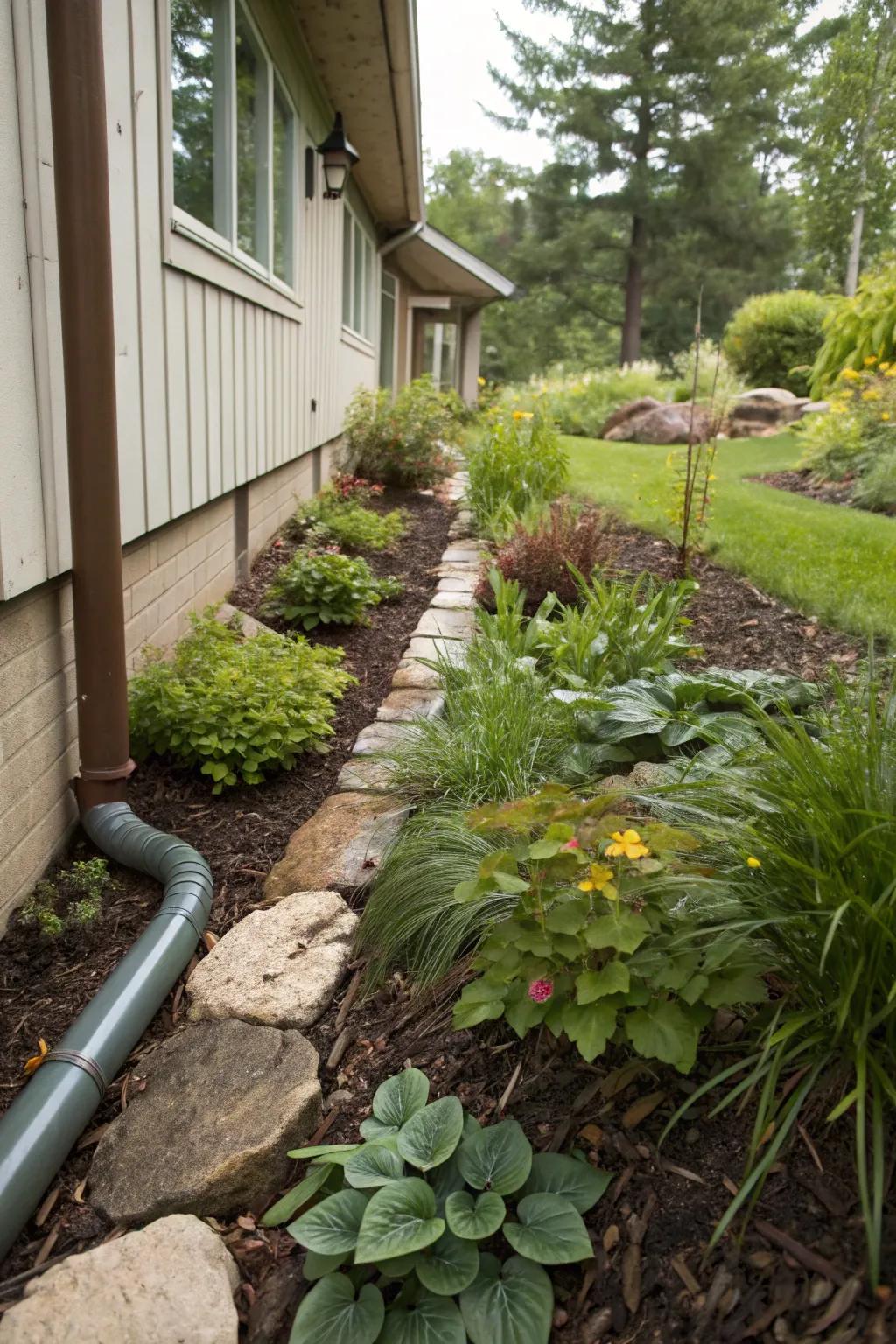 Combining elements of landscaping for a continuous outdoor look.