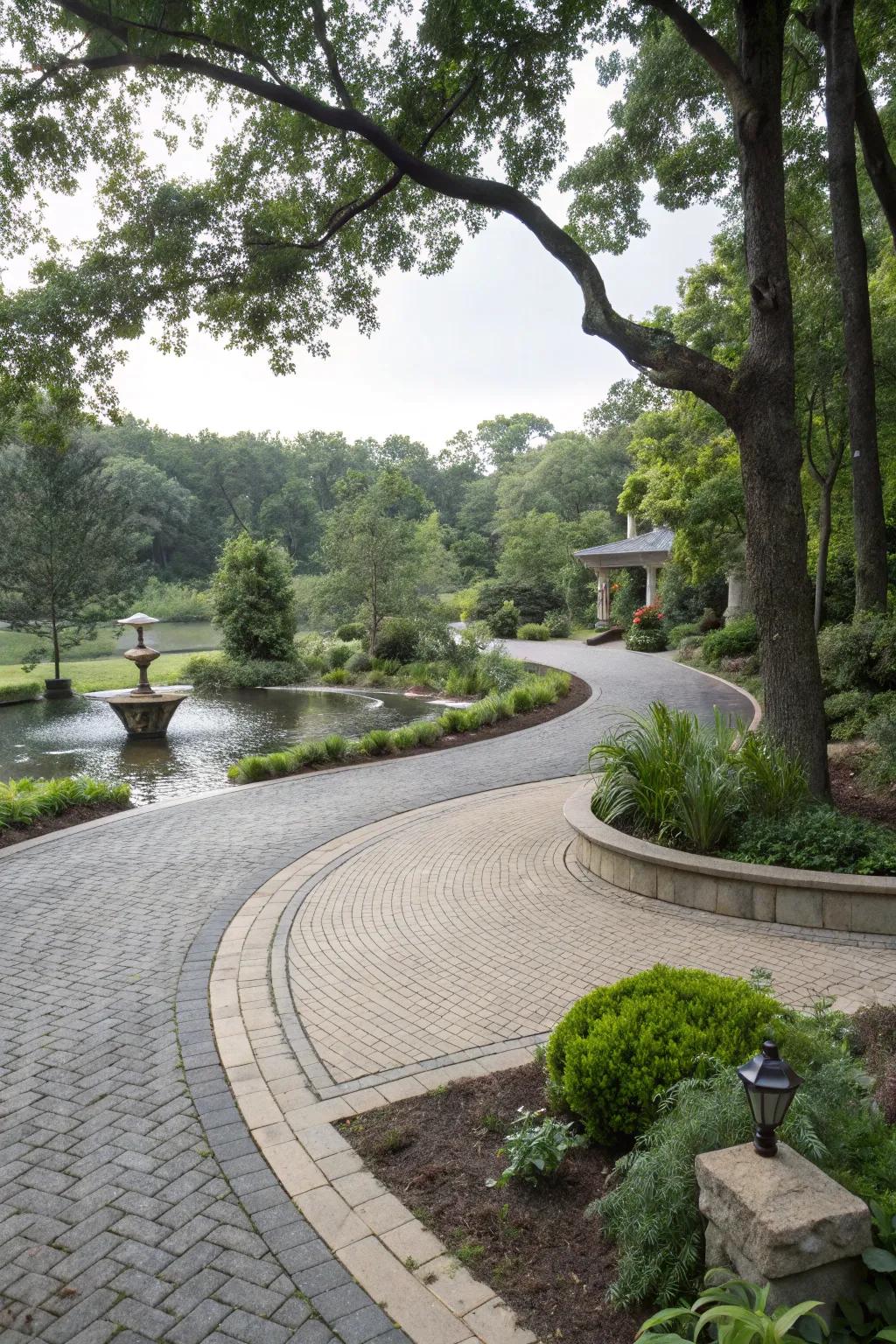 An eco-friendly driveway that seamlessly blends sustainability with style.