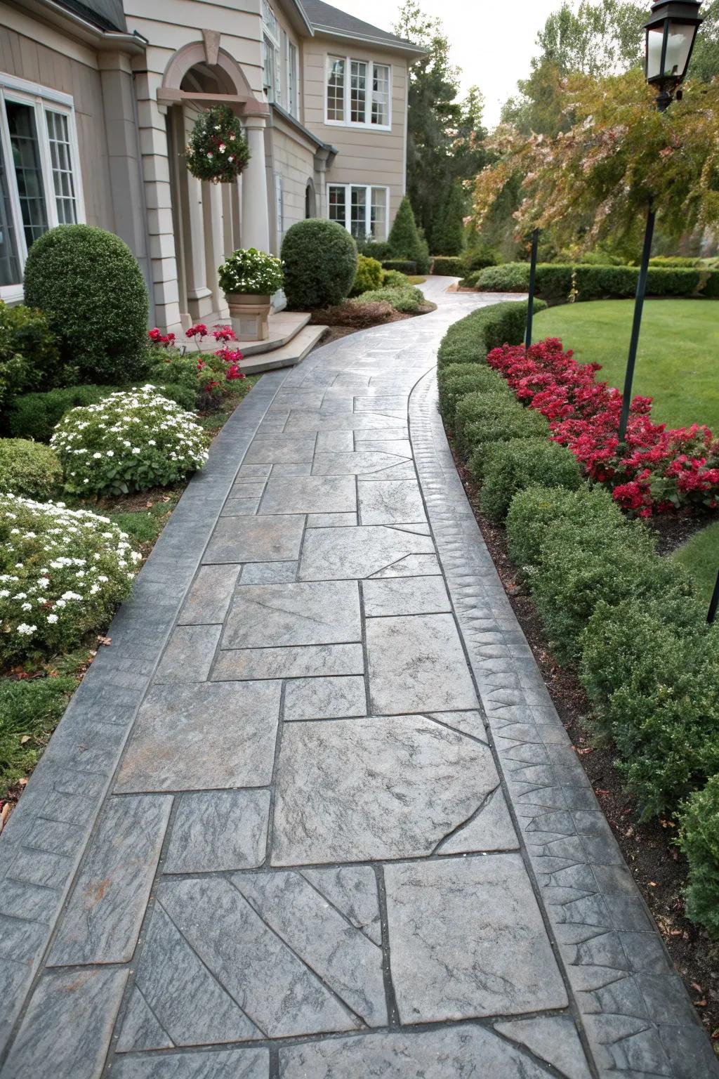Stylish stamped concrete offering a luxurious appearance.