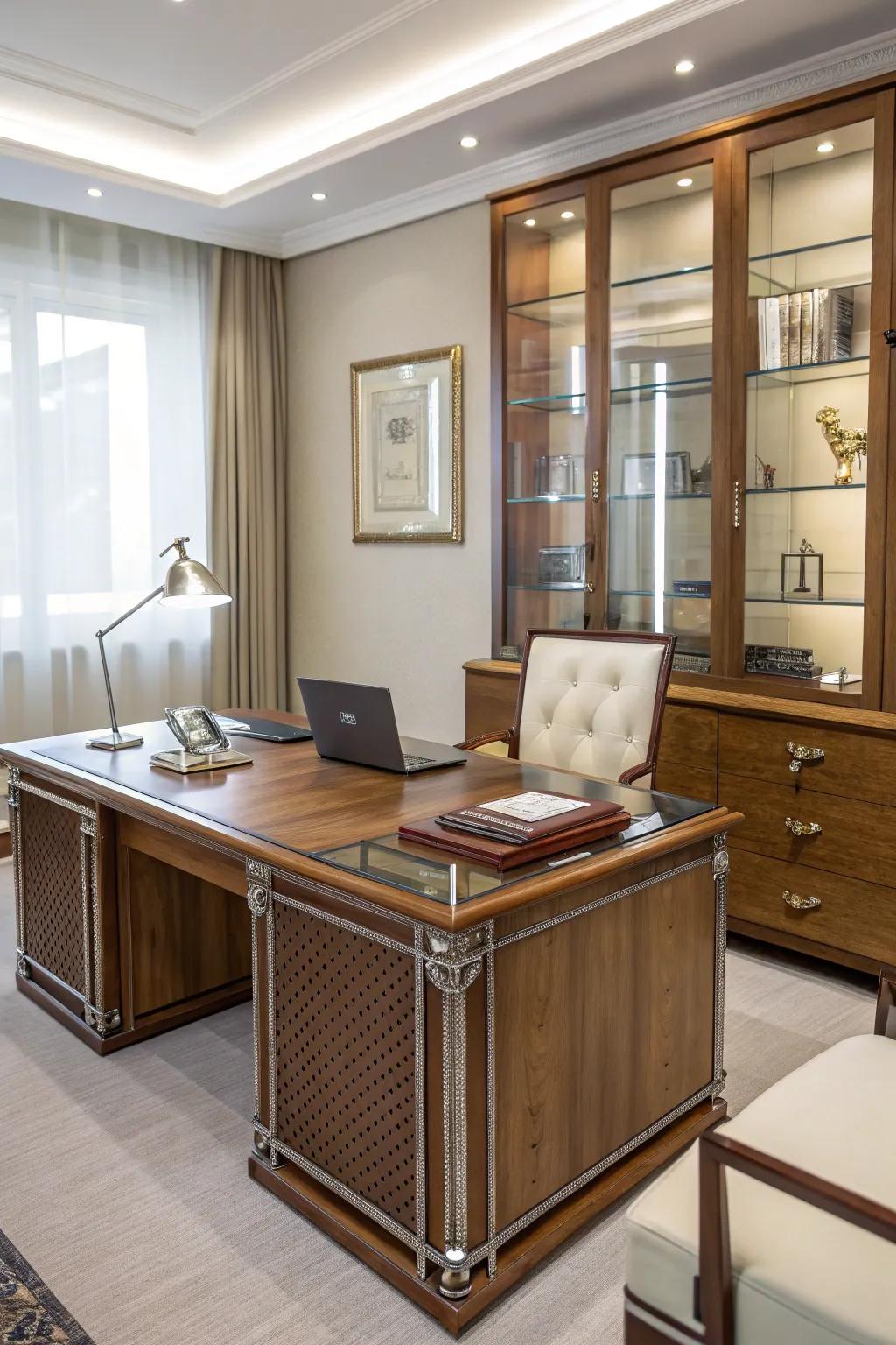 Durable materials create a timeless and appealing office space.