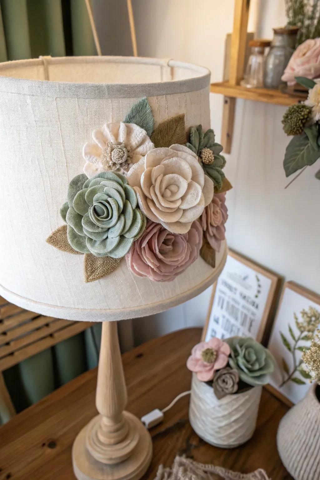 Illuminate your area with the inviting charm of textile flower lampshades, where simplicity merges with handcrafted loveliness.