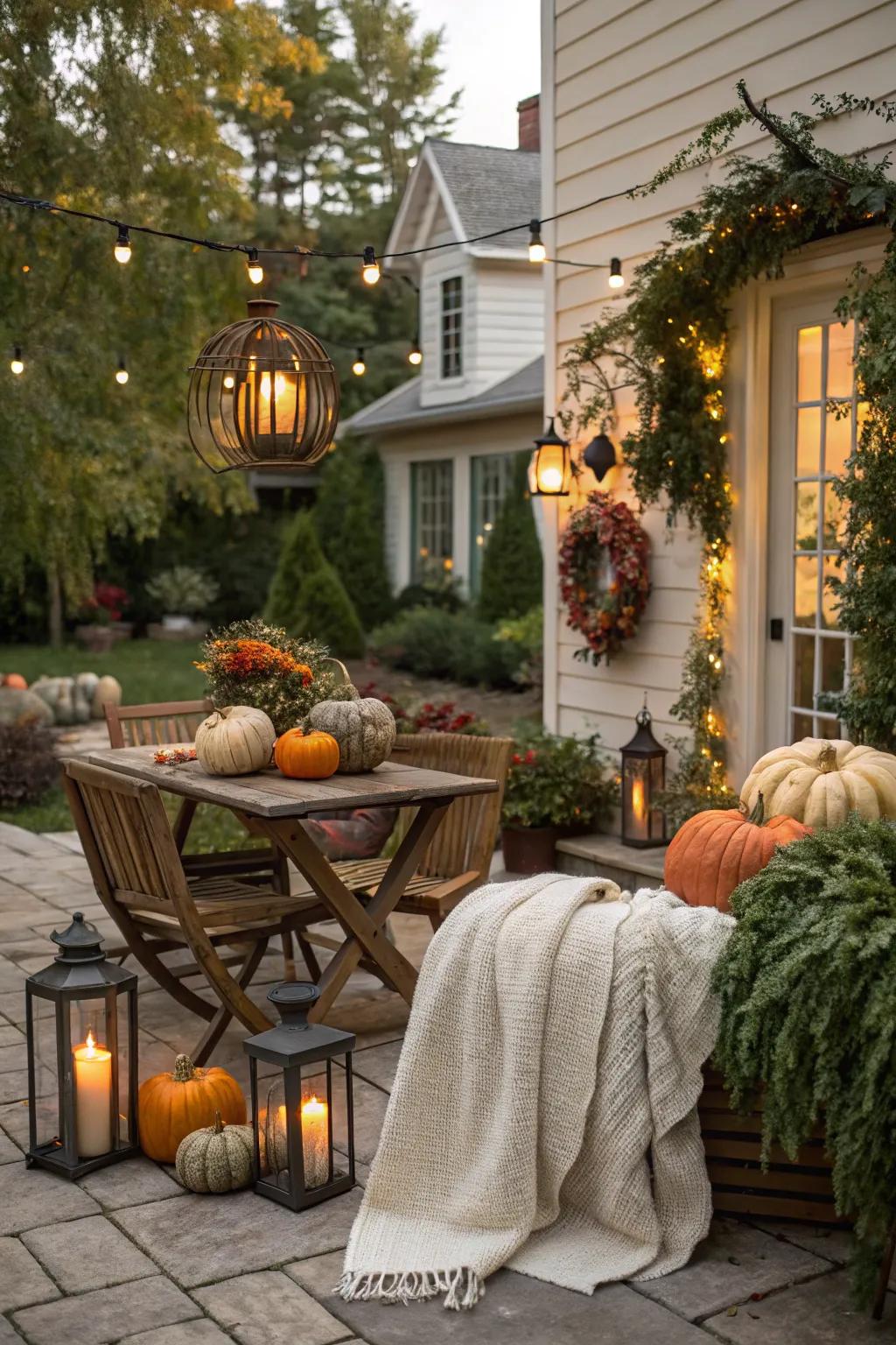 Craft a warm and inviting outdoor space for fall relaxation.