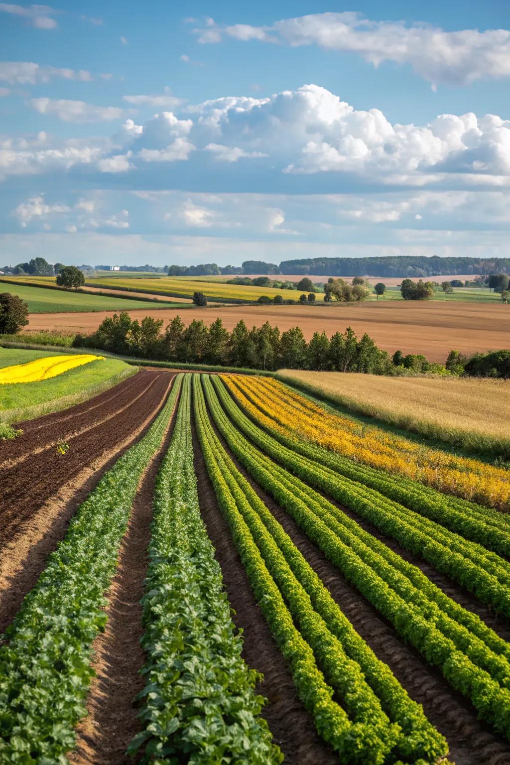 Crops changed seasonally for vibrant and healthy farm fields.