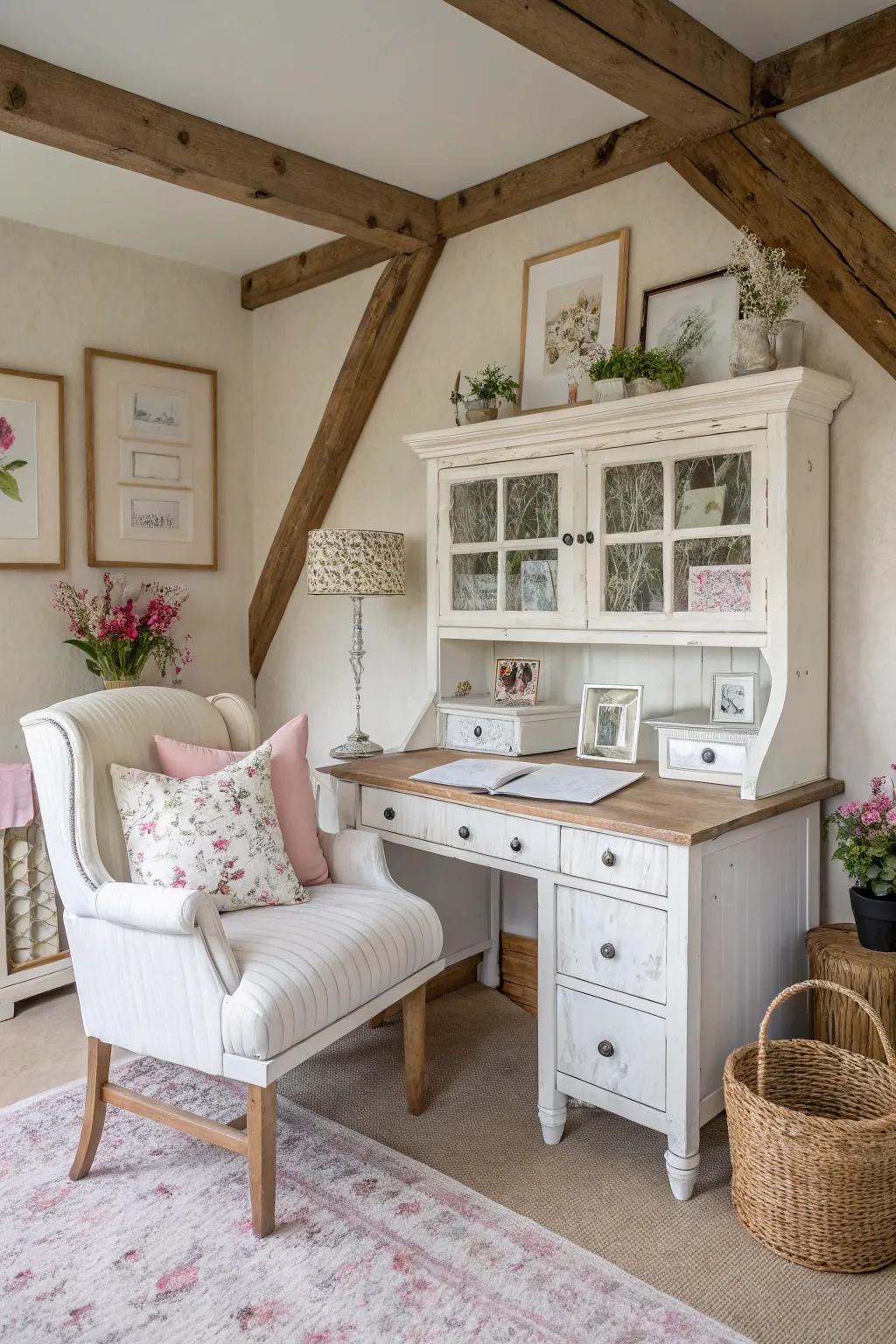 Shabby chic design infuses softness and charm into your space.