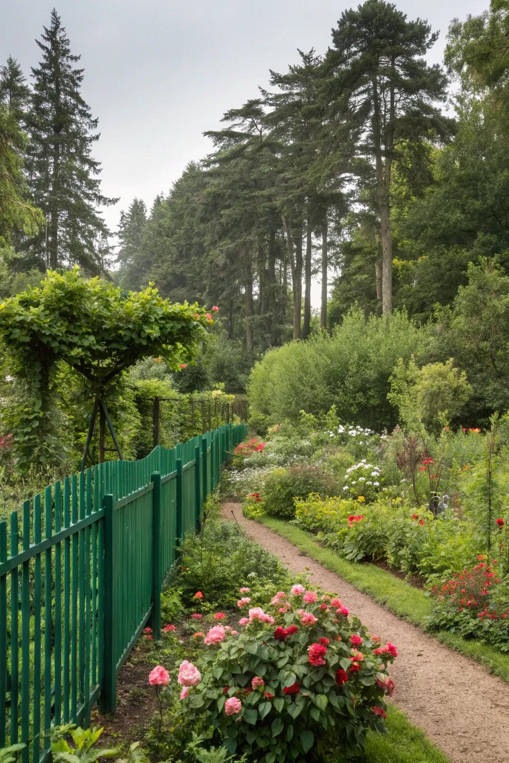 Green fences blend seamlessly with natural surroundings.