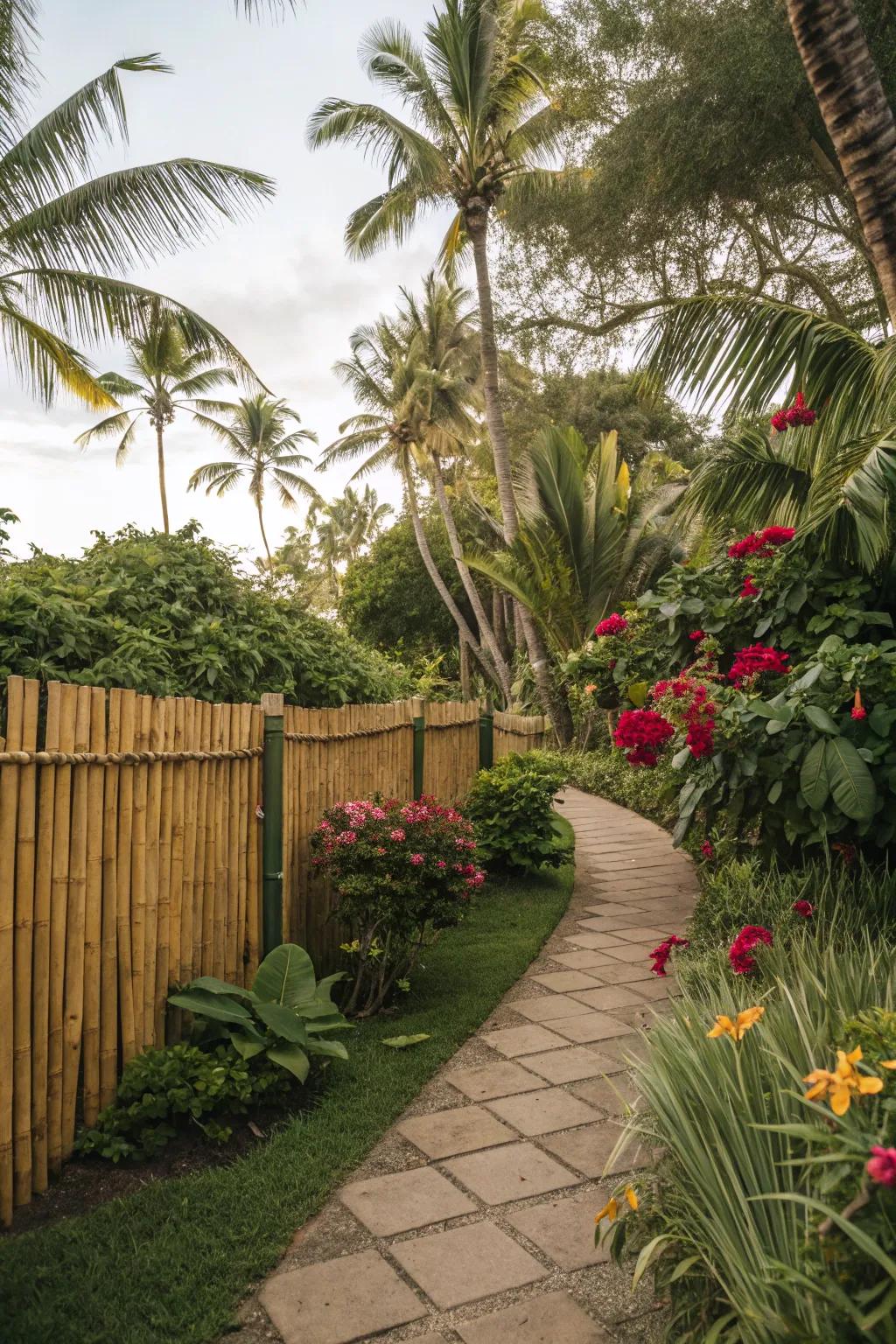 Transport your garden to the tropics with bamboo fencing.