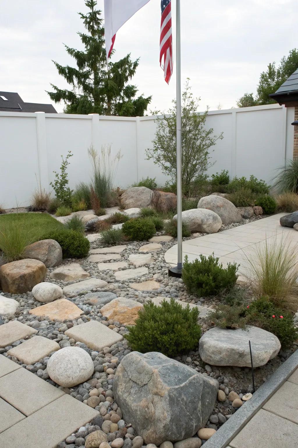 Rockeries deliver a sleek, simple-care visual.
