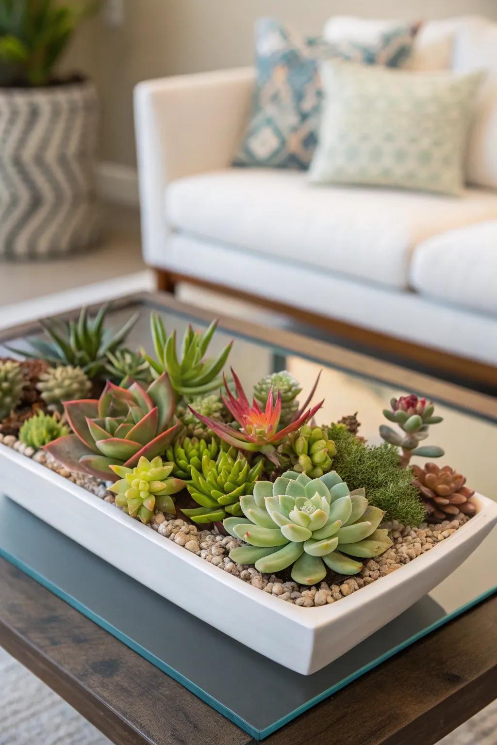 Succulents presented with creativity and beauty.