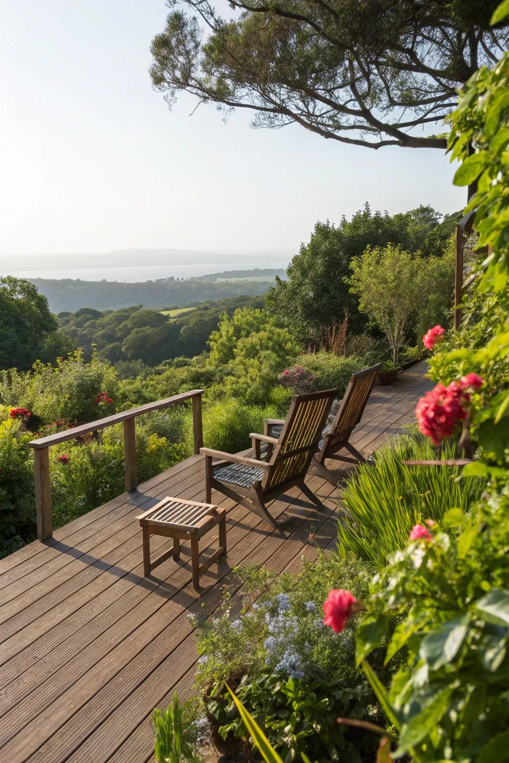 A serene deck for supreme garden relaxation.