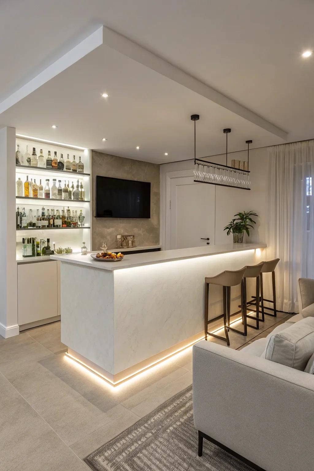 A minimalist bar with clean lines for a sleek look.