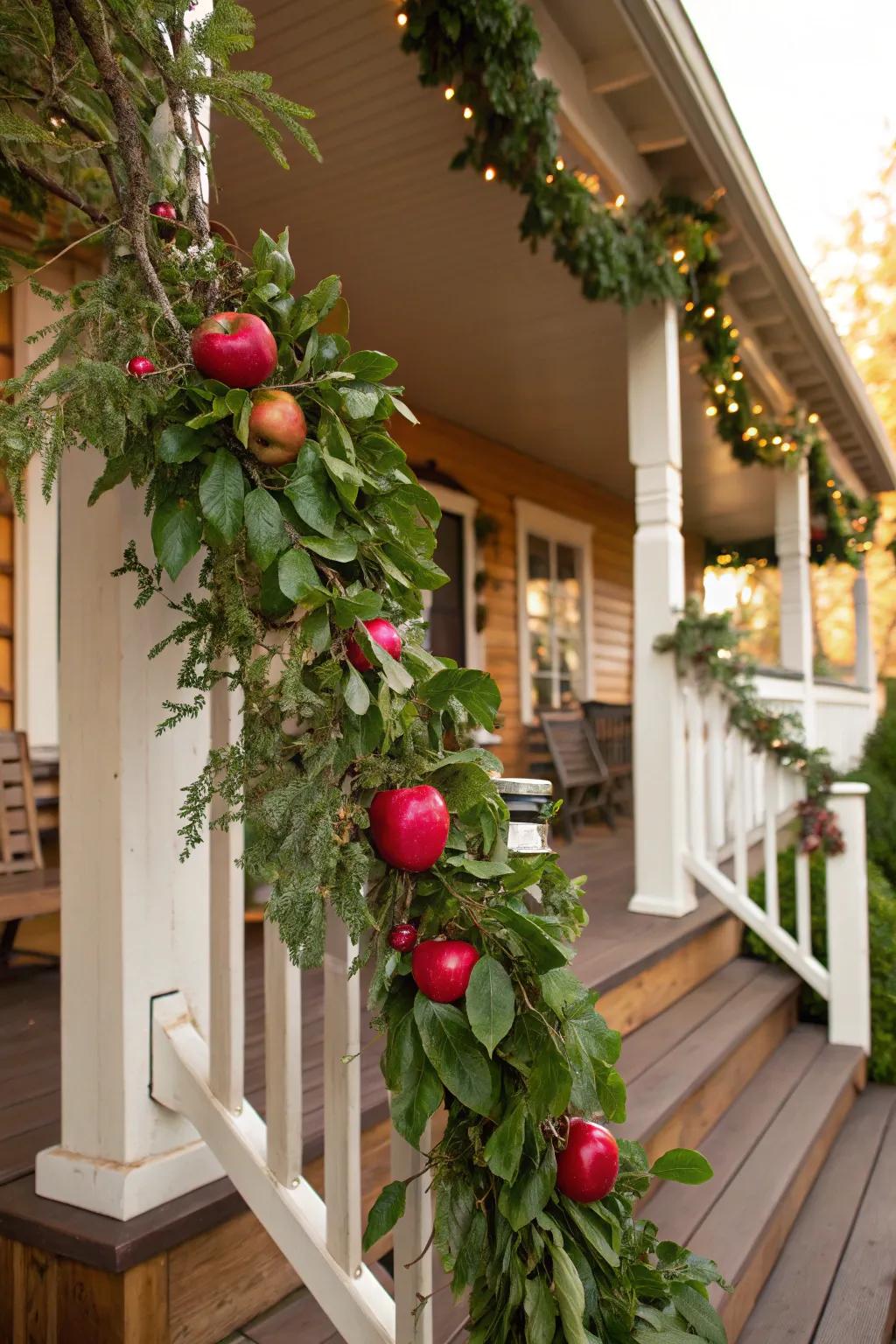 Apples attach a festive and revitalizing variation to your garland.