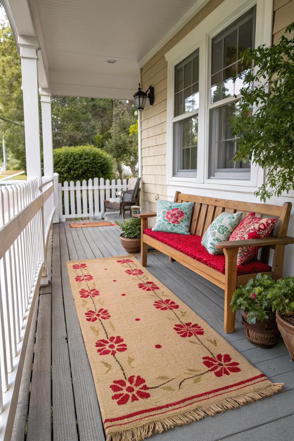 Understated shades with colorful accents bring balance to your porch.