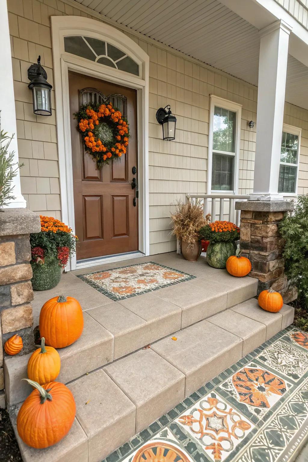Periodic ornaments add a festive flair to your porch slabs.